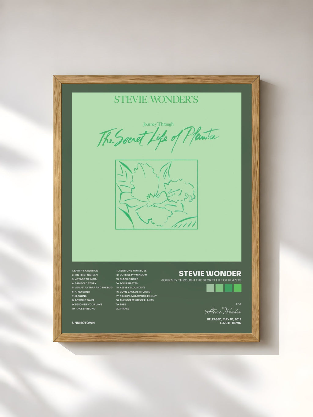 #bois Tableau de l'album Journey Through The Secret Life Of Plants de Stevie Wonder, cadre en bois brut, imprimé et encadré en France