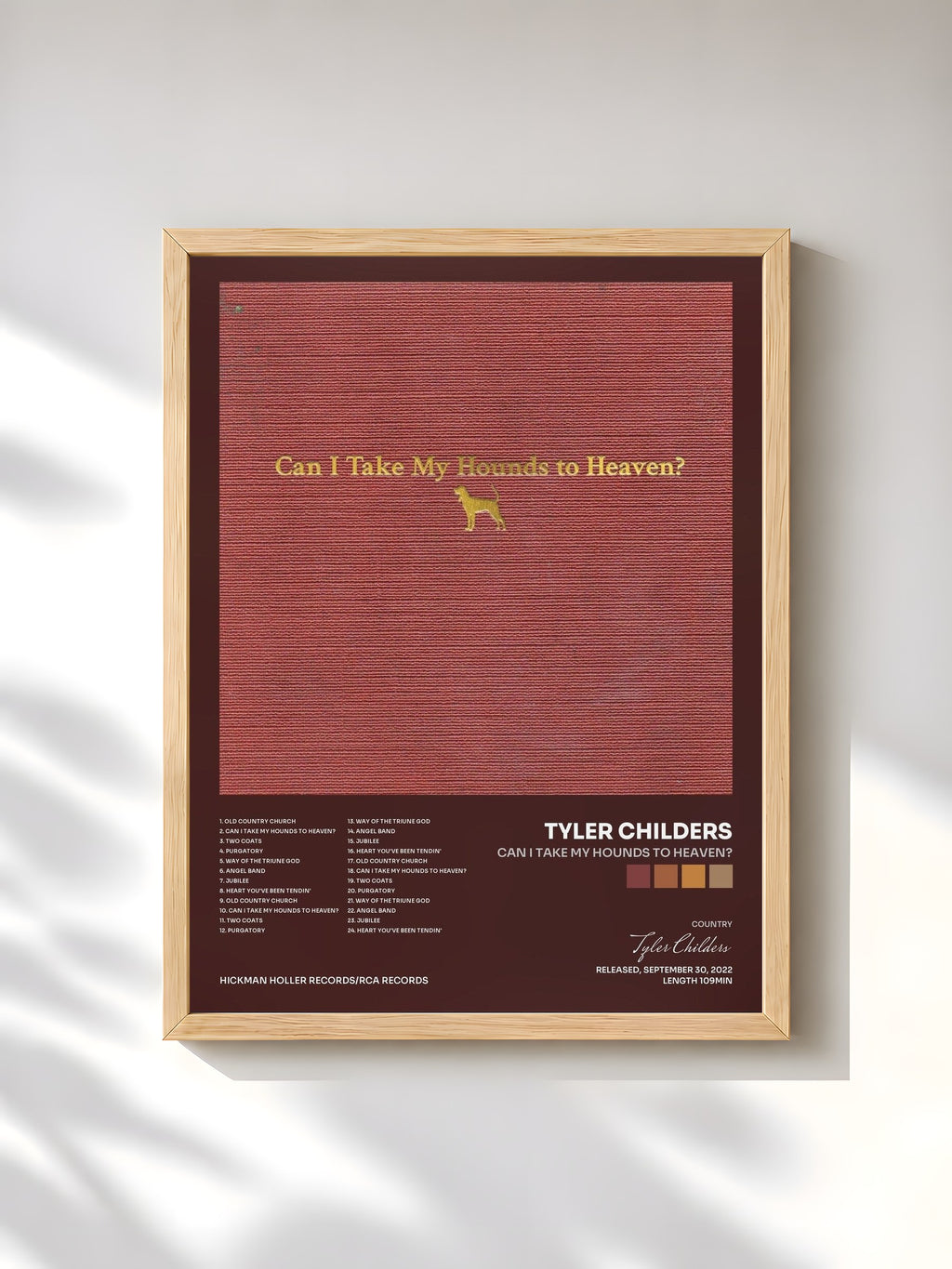 #bois Tableau de l'album Can I Take My Hounds to Heaven? de Tyler Childers, cadre en bois brut, imprimé et encadré en France