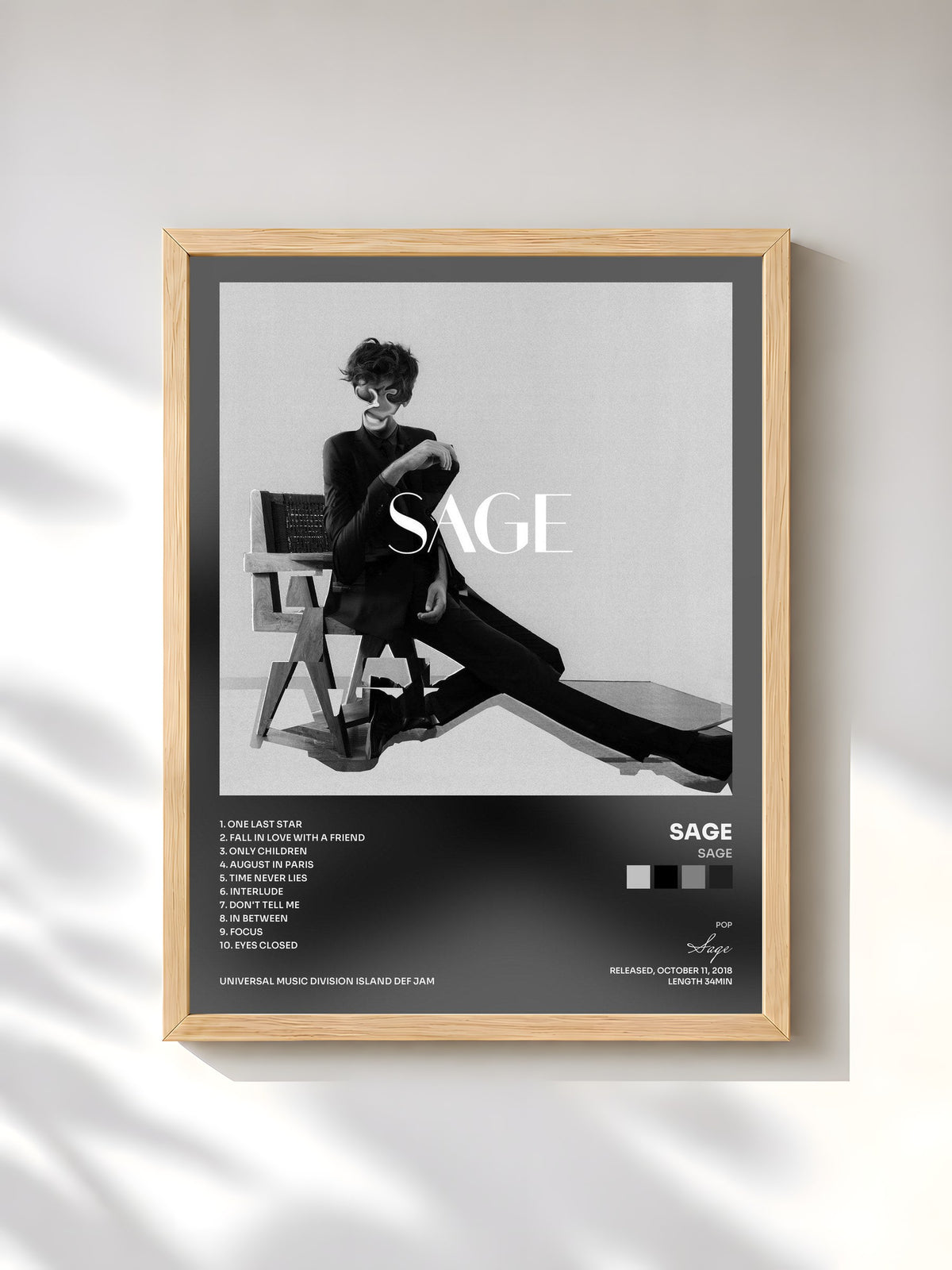 #bois Tableau de l'album Sage de Sage, cadre en bois brut, imprimé et encadré en France