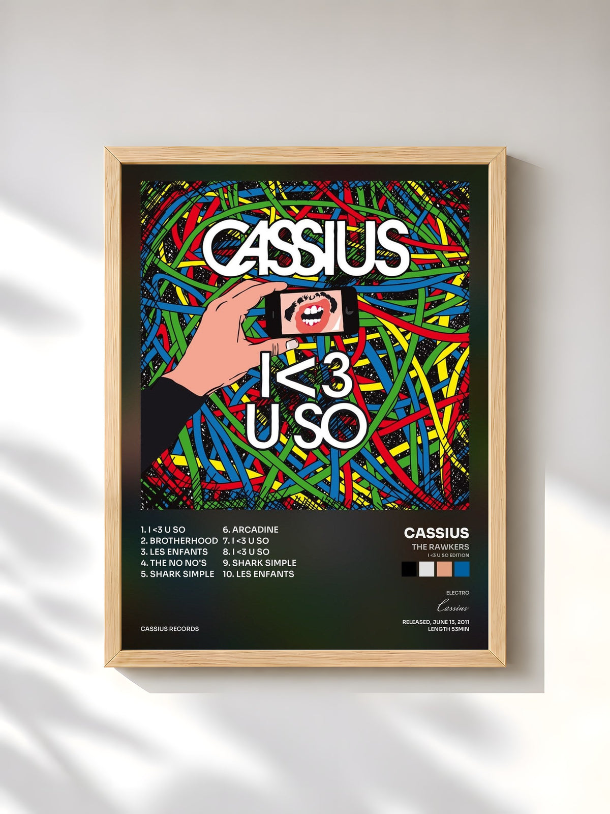 #bois Tableau de l'album The Rawkers (I <3 U SO Edition) de Cassius, cadre en bois brut, imprimé et encadré en France