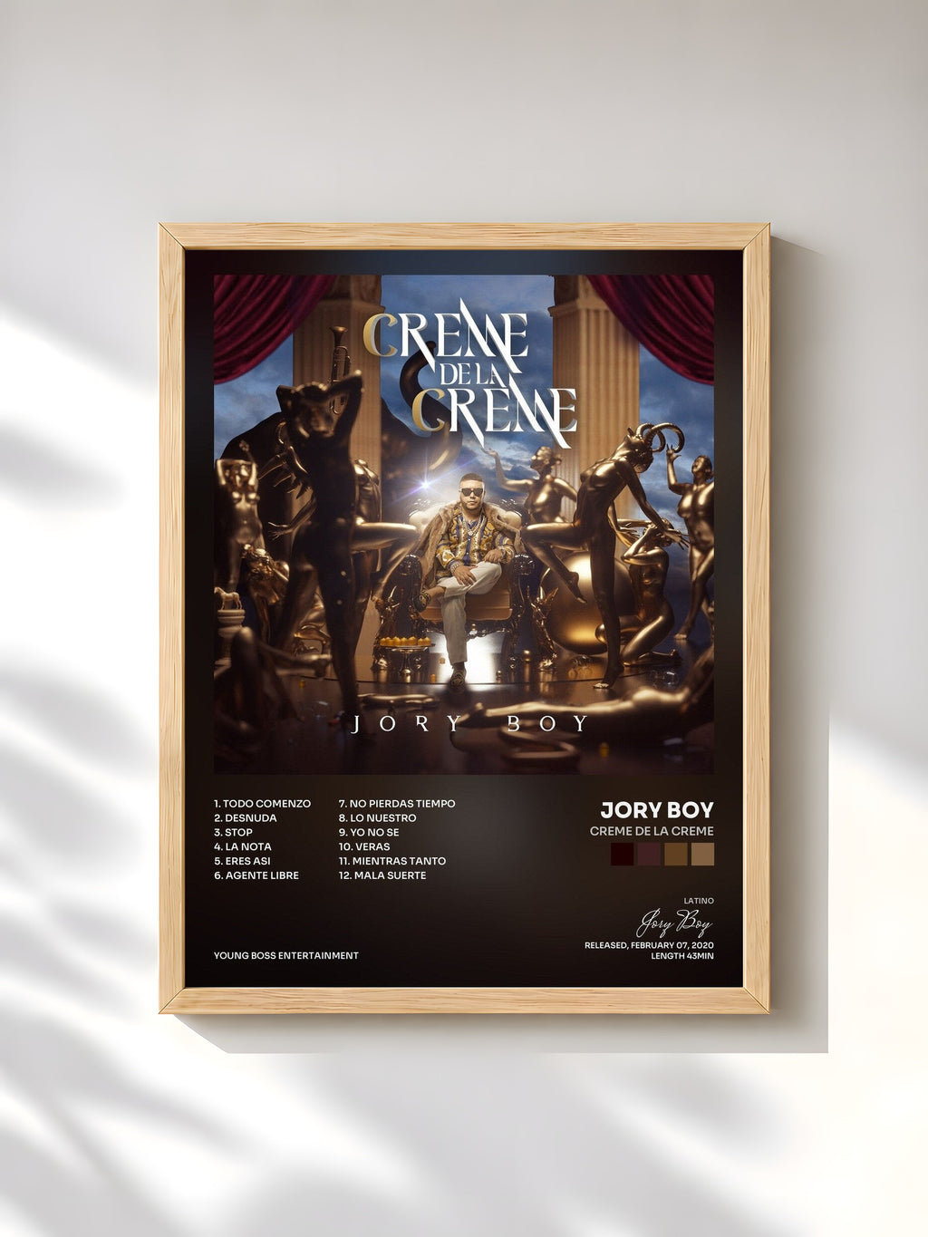 #bois Tableau de l'album Creme De La Creme de Jory Boy, cadre en bois brut, imprimé et encadré en France