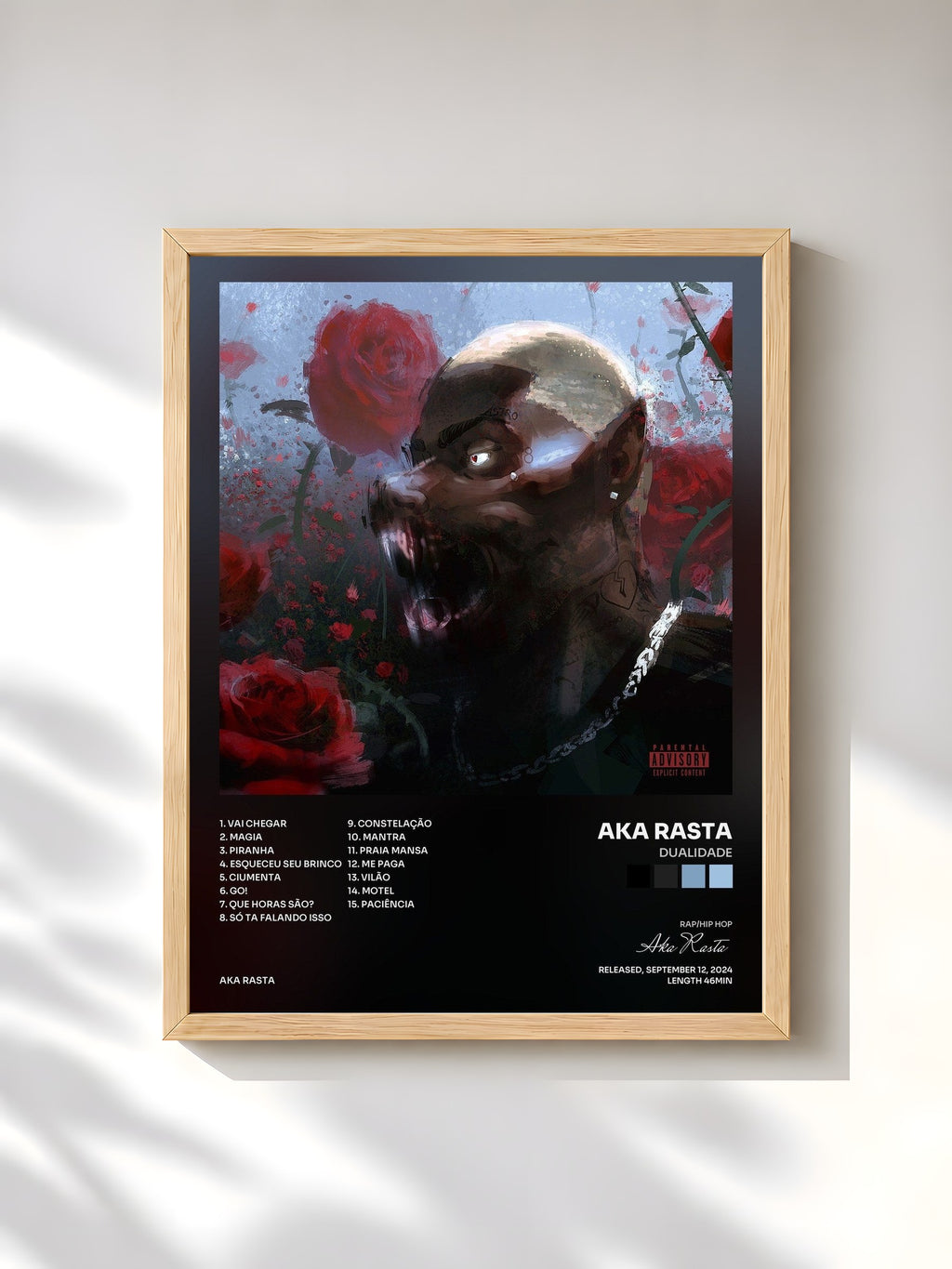 #bois Tableau de l'album DUALIDADE de Aka Rasta, cadre en bois brut, imprimé et encadré en France