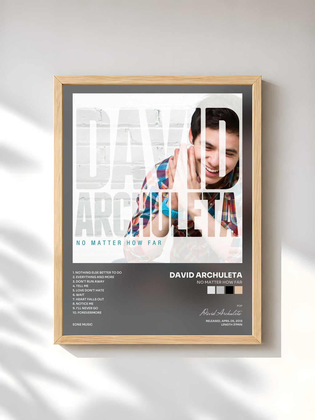 #bois Tableau de l'album No Matter How Far de David Archuleta, cadre en bois brut, imprimé et encadré en France