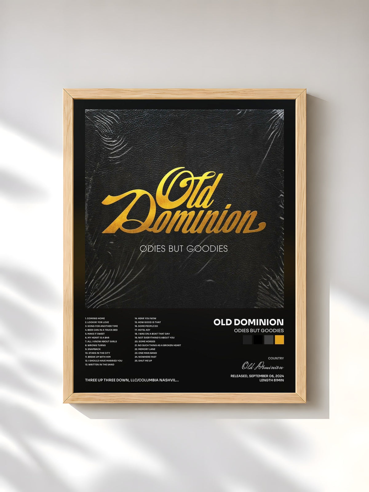 #bois Tableau de l'album Odies But Goodies de Old Dominion, cadre en bois brut, imprimé et encadré en France