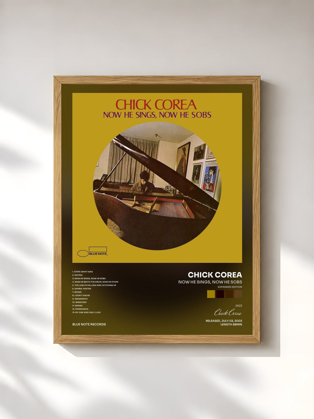 #bois Tableau de l'album Now He Sings, Now He Sobs (Expanded Edition) de Chick Corea, cadre en bois brut, imprimé et encadré en France