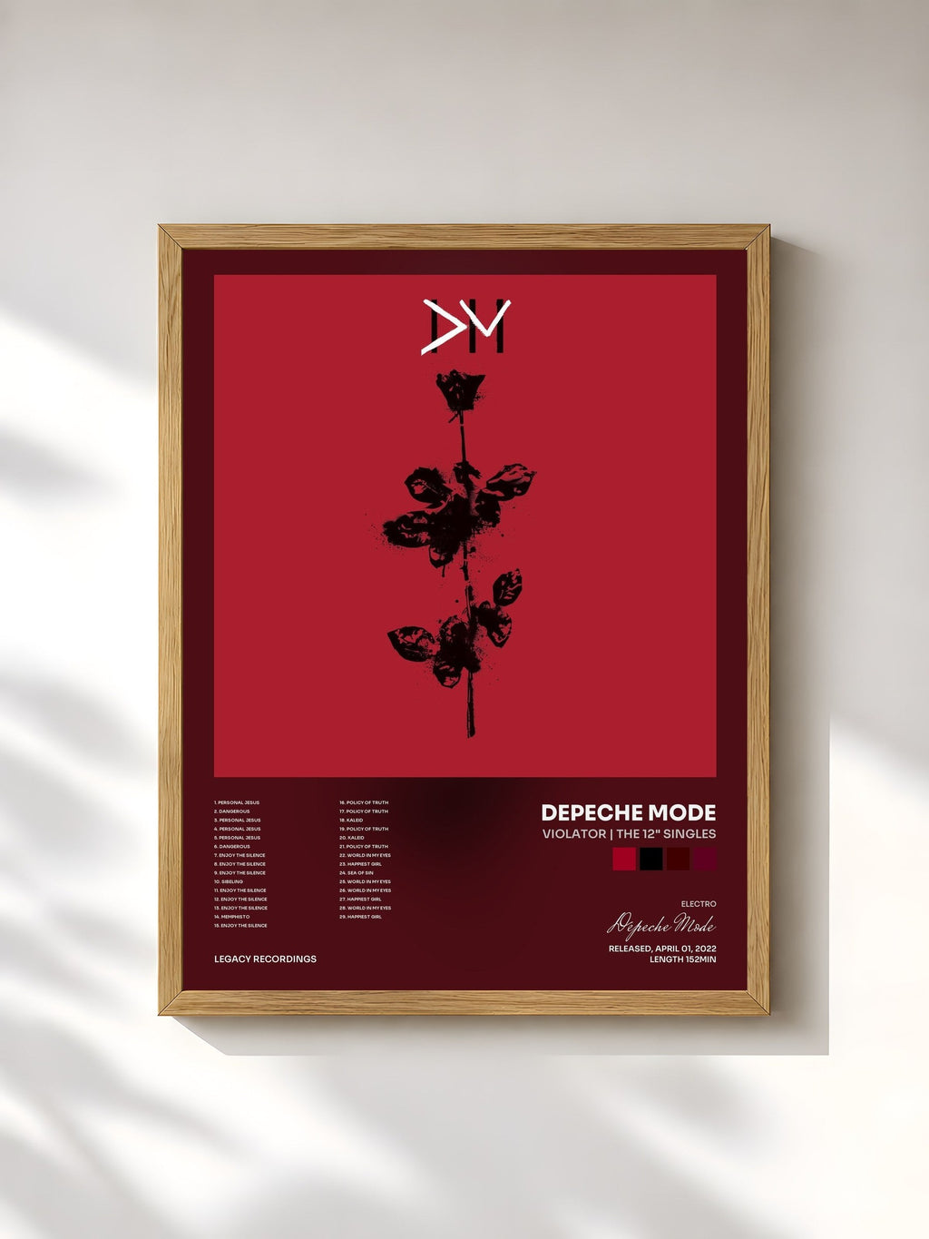 #bois Tableau de l'album Violator | The 12" Singles de Depeche Mode, cadre en bois brut, imprimé et encadré en France