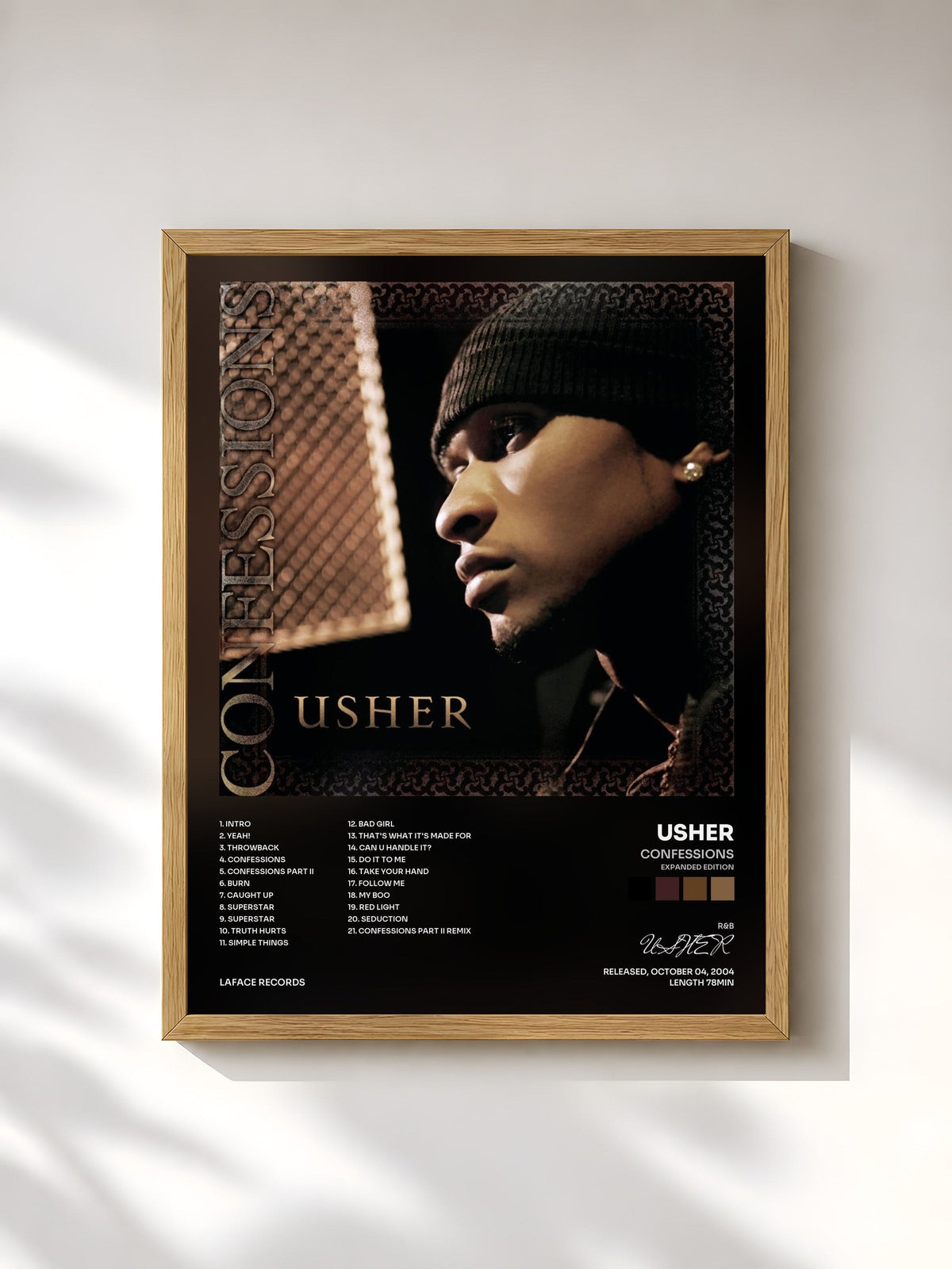 #bois Tableau de l'album Confessions (Expanded Edition) de USHER, cadre en bois brut, imprimé et encadré en France
