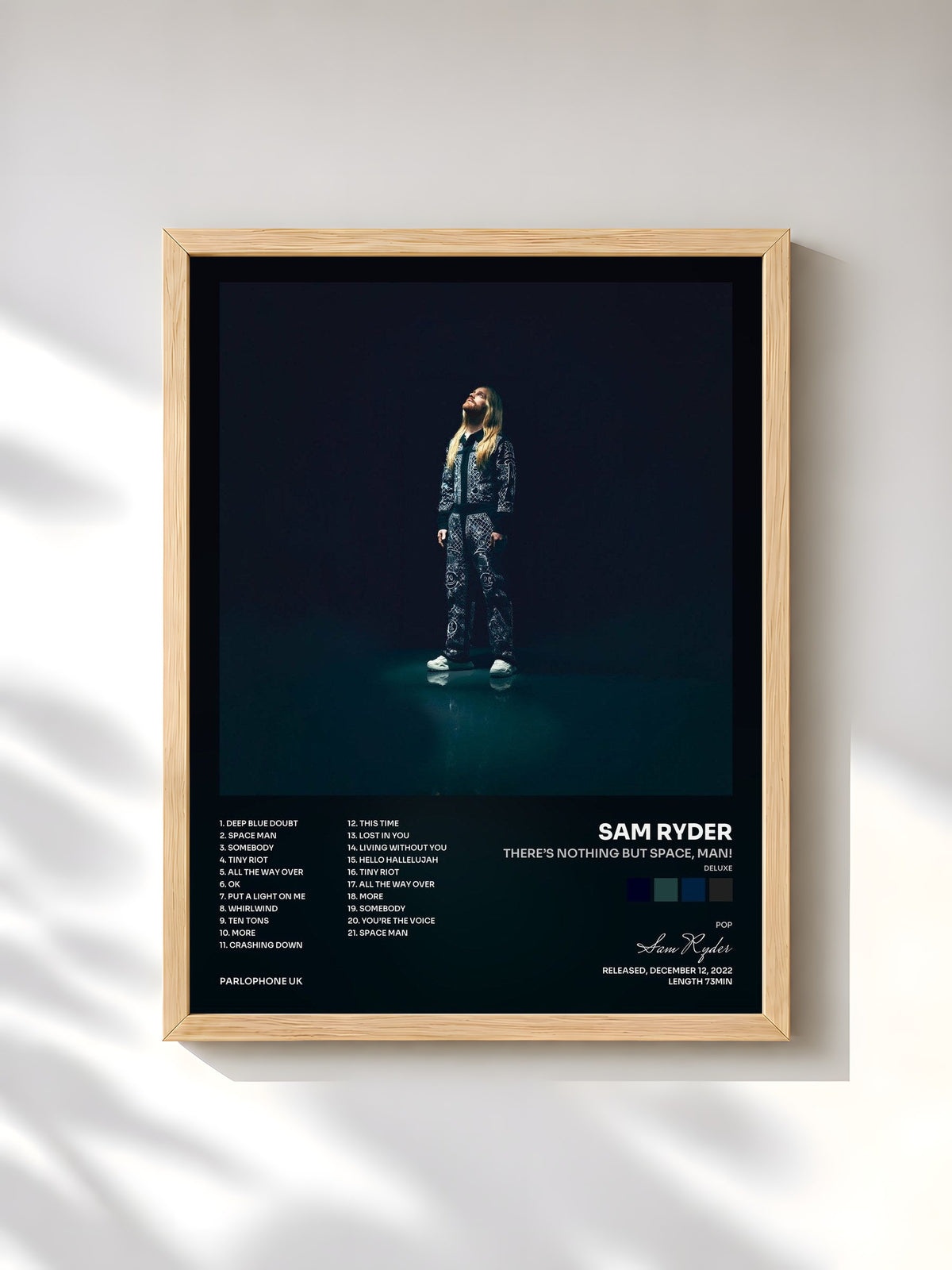 #bois Tableau de l'album There’s Nothing But Space, Man! (Deluxe) de Sam Ryder, cadre en bois brut, imprimé et encadré en France