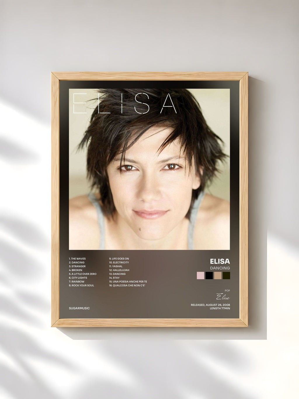 #bois Tableau de l'album Dancing de Elisa, cadre en bois brut, imprimé et encadré en France