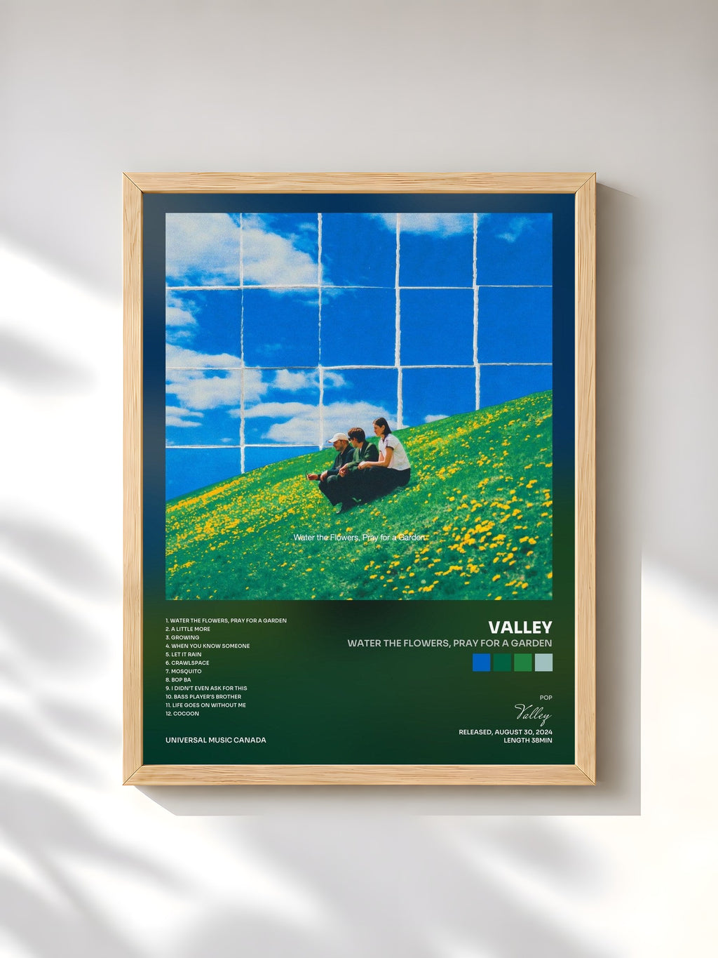 #bois Tableau de l'album Water the Flowers, Pray for a Garden de Valley, cadre en bois brut, imprimé et encadré en France