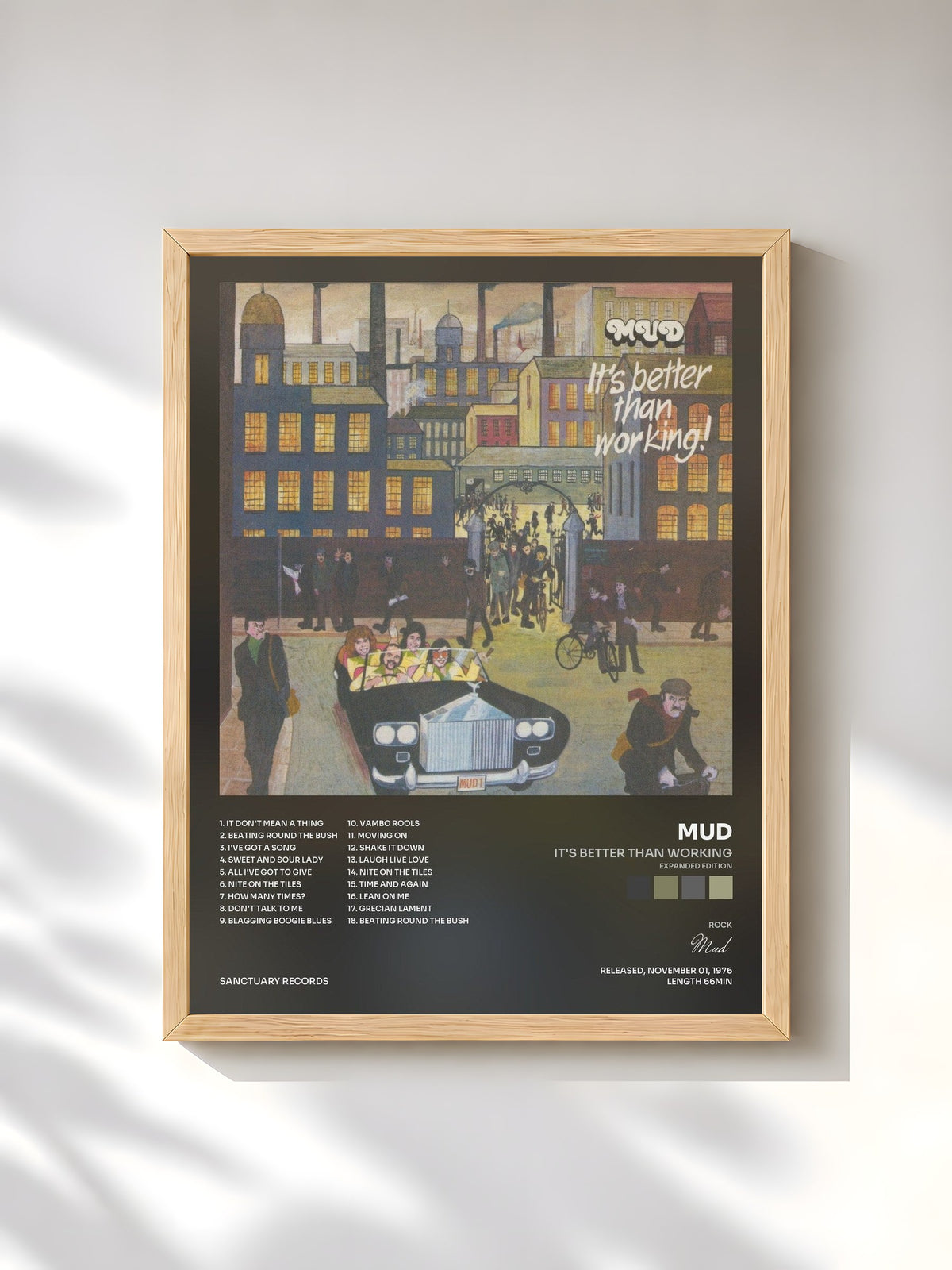 #bois Tableau de l'album It's Better Than Working (Expanded Edition) de Mud, cadre en bois brut, imprimé et encadré en France