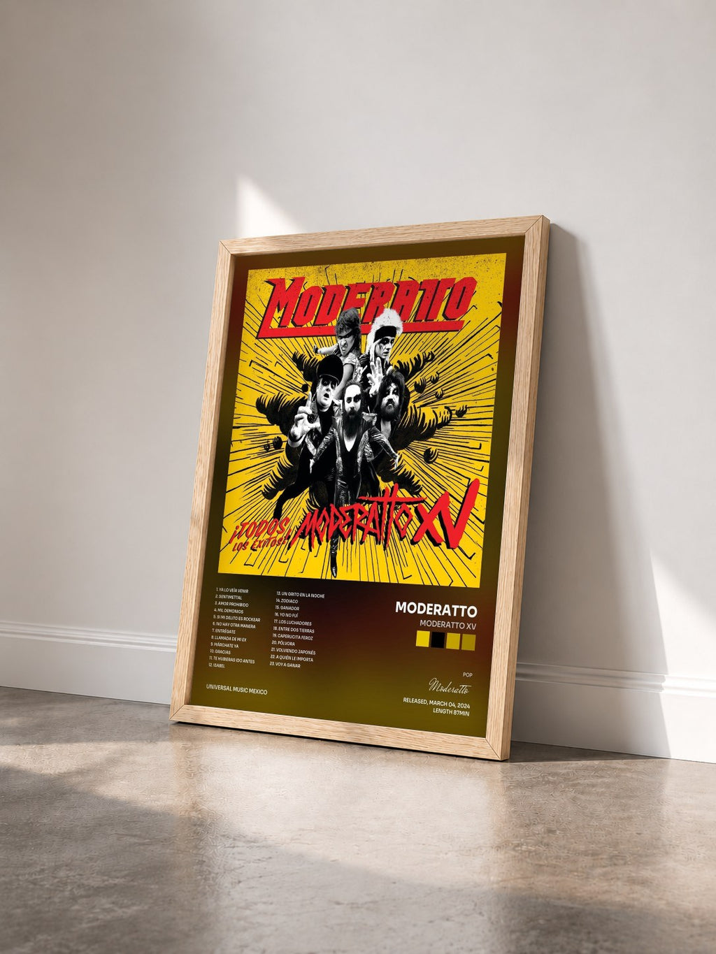 #bois Tableau de l'album Moderatto XV de Moderatto vu de trois quarts, cadre en bois brut