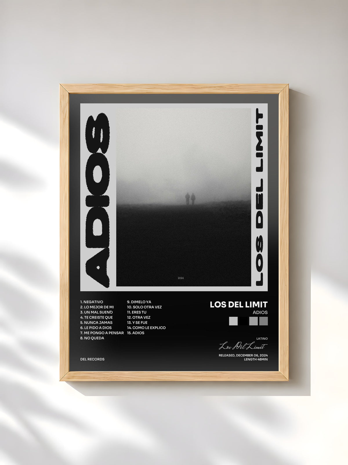 #bois Tableau de l'album Adios de Los Del Limit, cadre en bois brut, imprimé et encadré en France