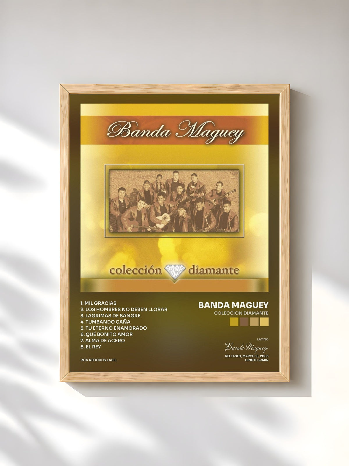 #bois Tableau de l'album Coleccion Diamante de Banda Maguey, cadre en bois brut, imprimé et encadré en France
