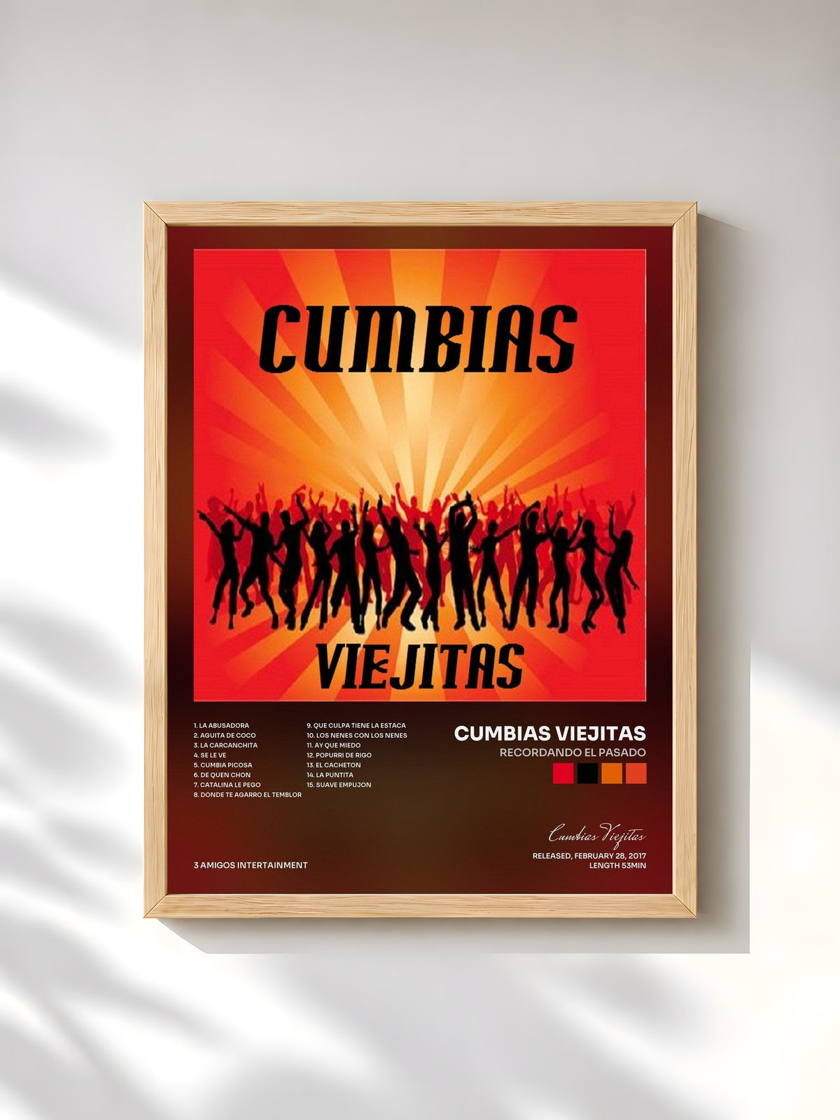 #bois Tableau de l'album recordando el pasado de Cumbias Viejitas, cadre en bois brut, imprimé et encadré en France