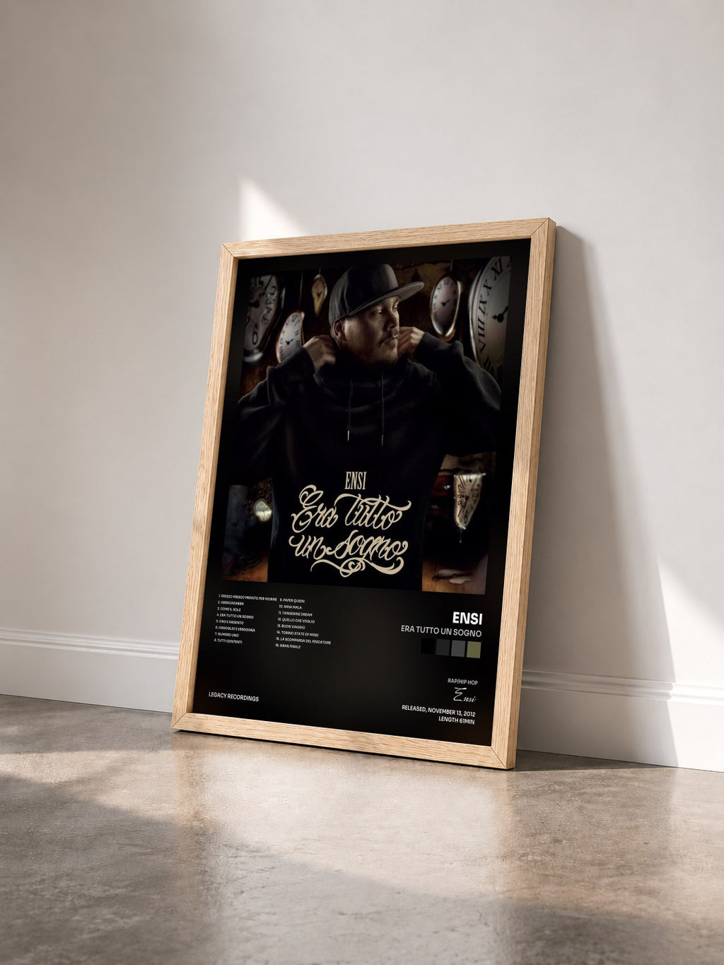 #bois Tableau de l'album Era Tutto Un Sogno de Ensi vu de trois quarts, cadre en bois brut