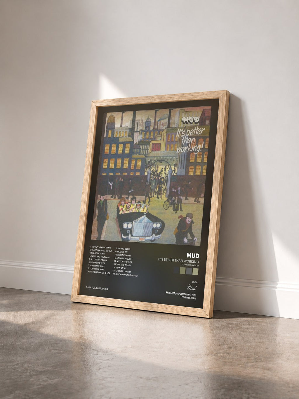 #bois Tableau de l'album It's Better Than Working (Expanded Edition) de Mud vu de trois quarts, cadre en bois brut