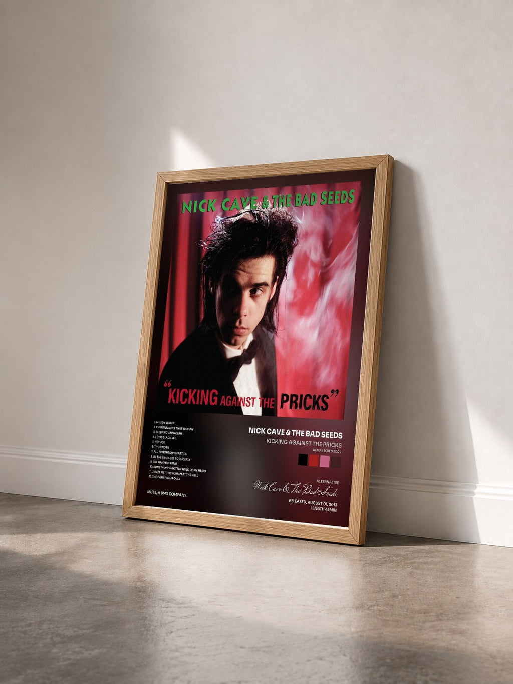 #bois Tableau de l'album Kicking Against the Pricks (Remastered 2009) de Nick Cave & The Bad Seeds vu de trois quarts, cadre en bois brut