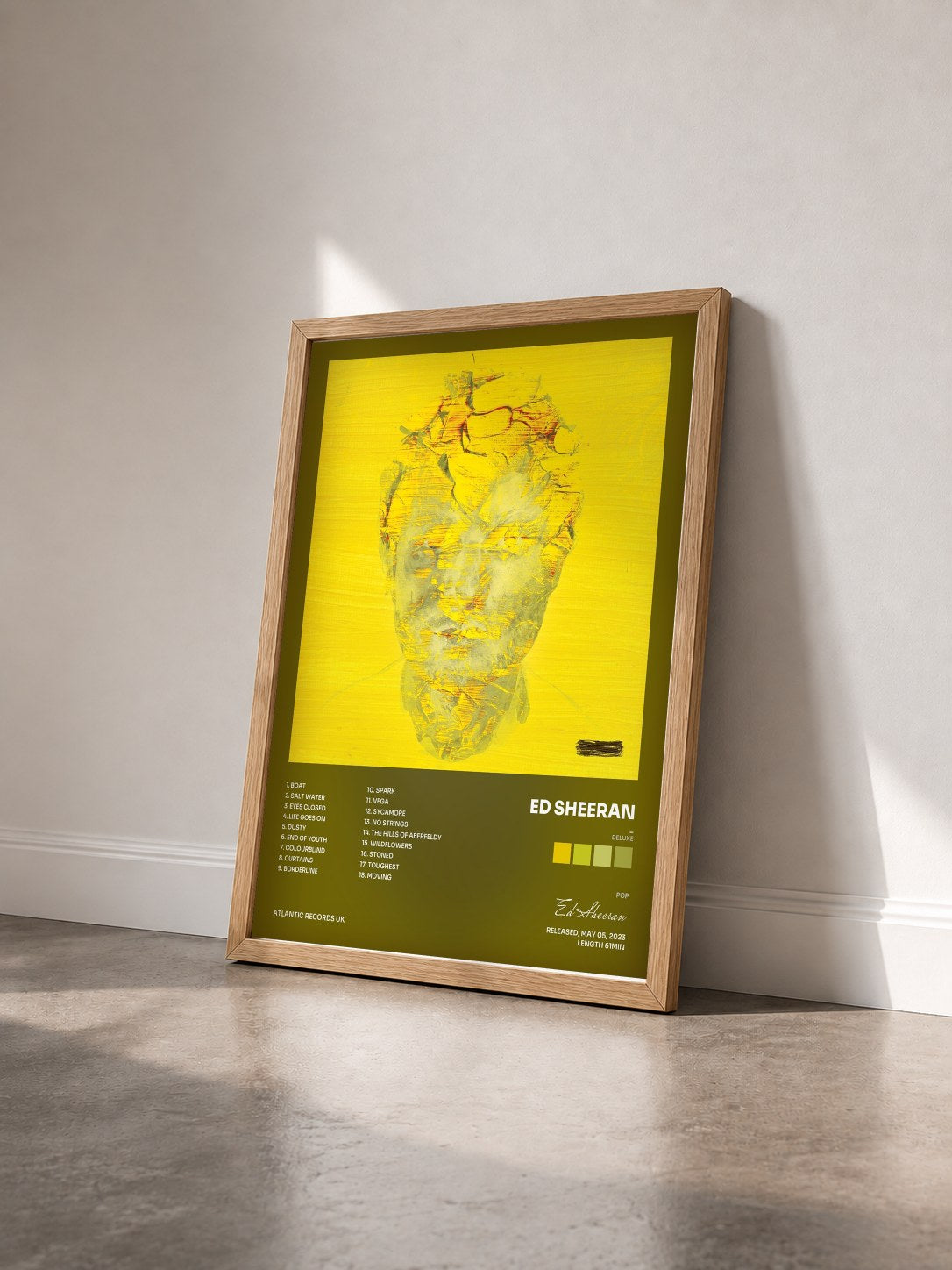 #bois Tableau de l'album - (Deluxe) de Ed Sheeran vu de trois quarts, cadre en bois brut