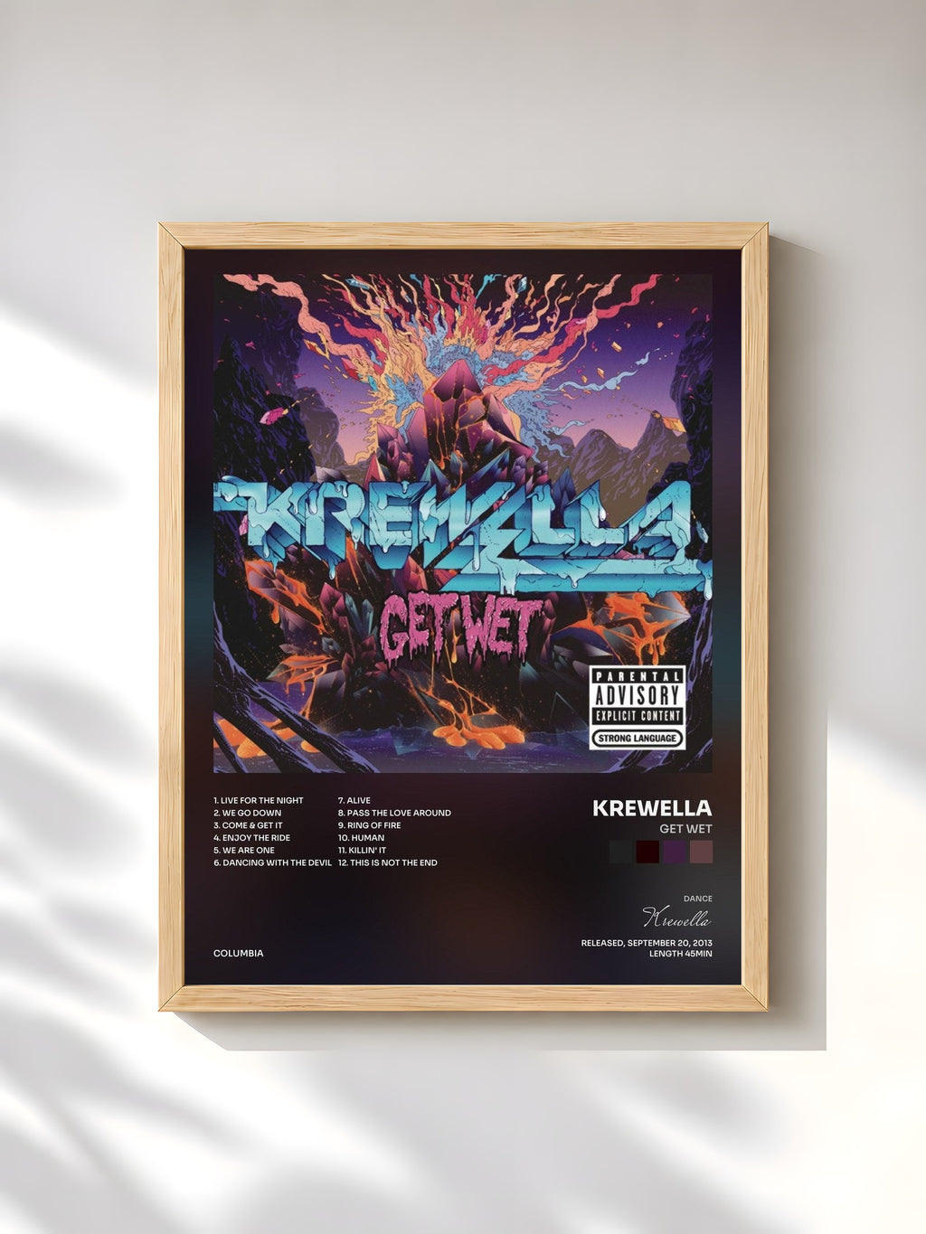 #bois Tableau de l'album Get Wet de Krewella, cadre en bois brut, imprimé et encadré en France