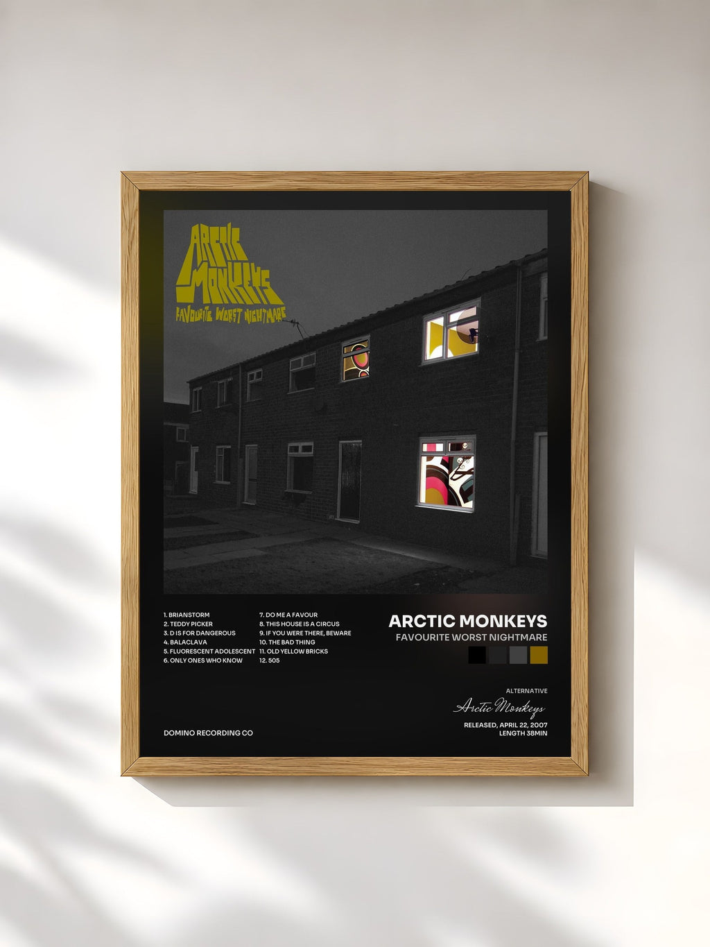#bois Tableau de l'album Favourite Worst Nightmare de Arctic Monkeys, cadre en bois brut, imprimé et encadré en France
