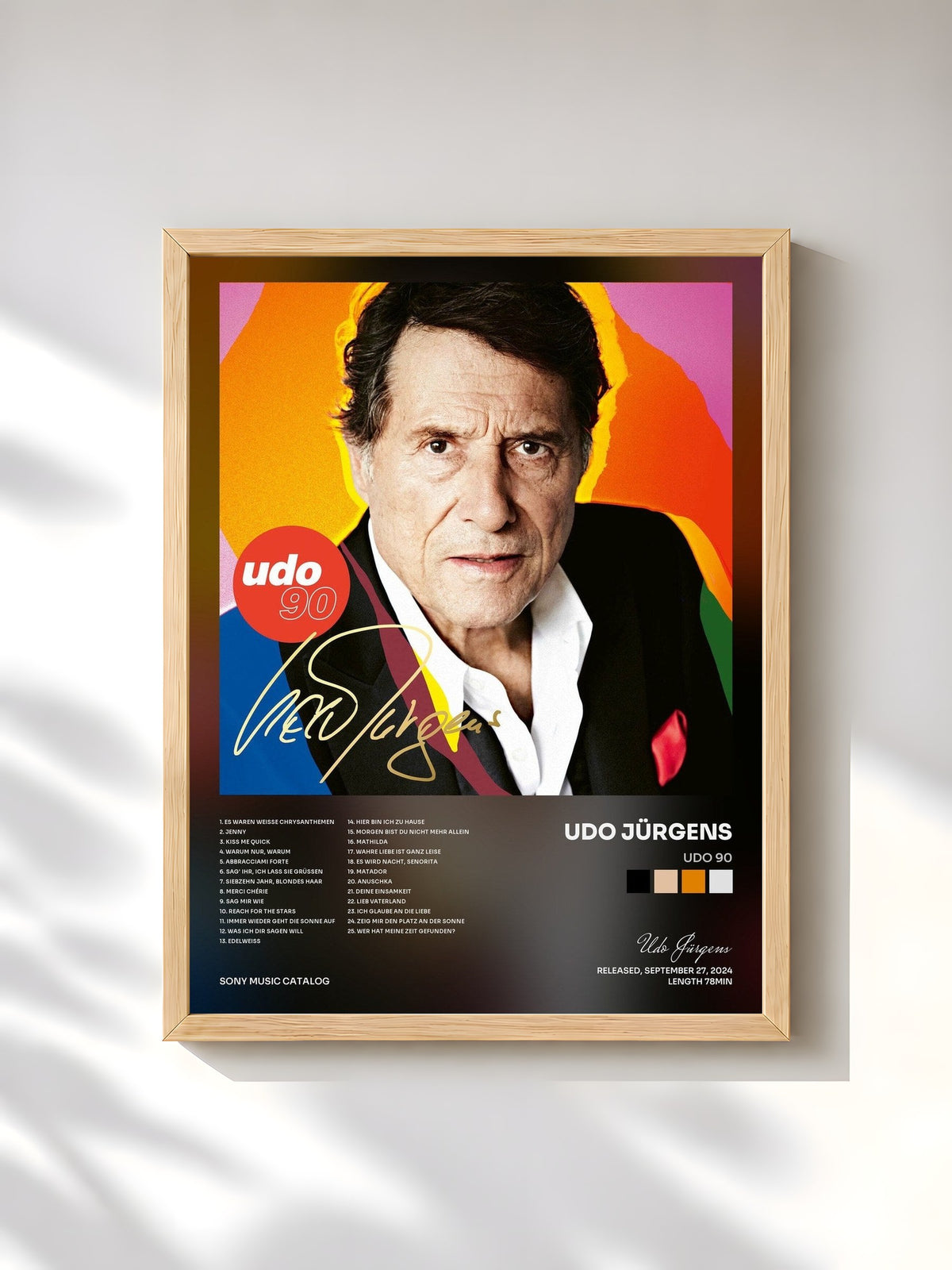 #bois Tableau de l'album udo 90 de Udo Jürgens, cadre en bois brut, imprimé et encadré en France