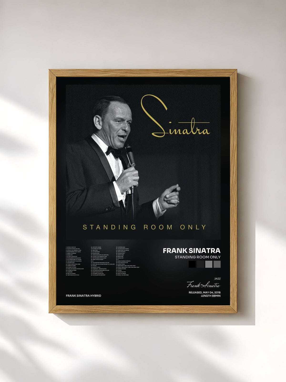 #bois Tableau de l'album Standing Room Only de Frank Sinatra, cadre en bois brut, imprimé et encadré en France