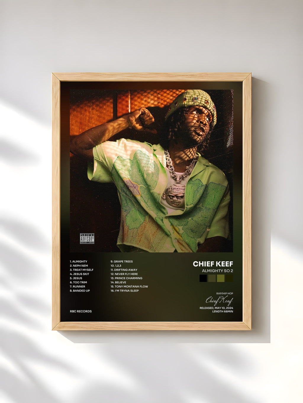 #bois Tableau de l'album Almighty So 2 de Chief Keef, cadre en bois brut, imprimé et encadré en France