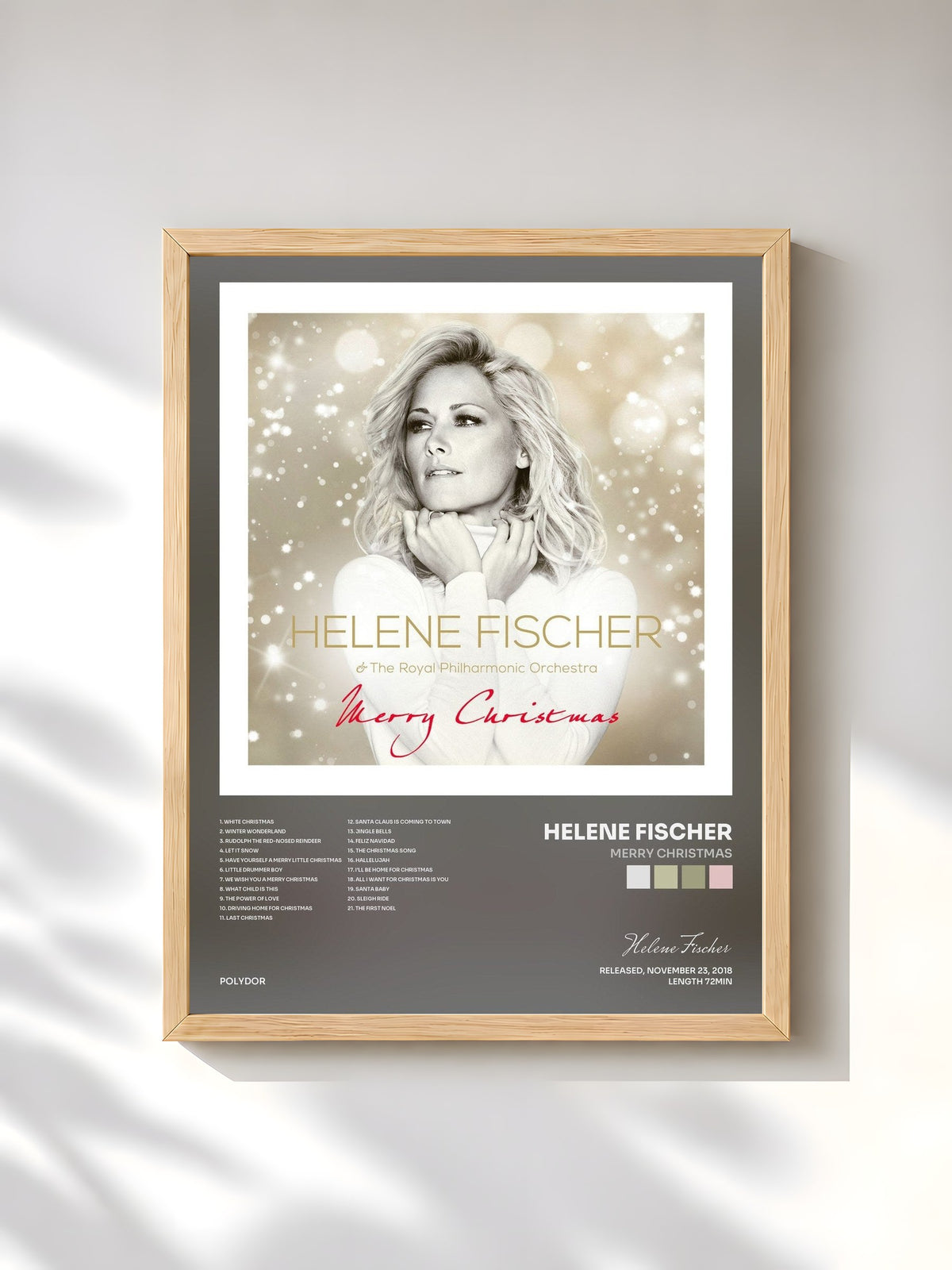 #bois Tableau de l'album Merry Christmas de Helene Fischer, cadre en bois brut, imprimé et encadré en France