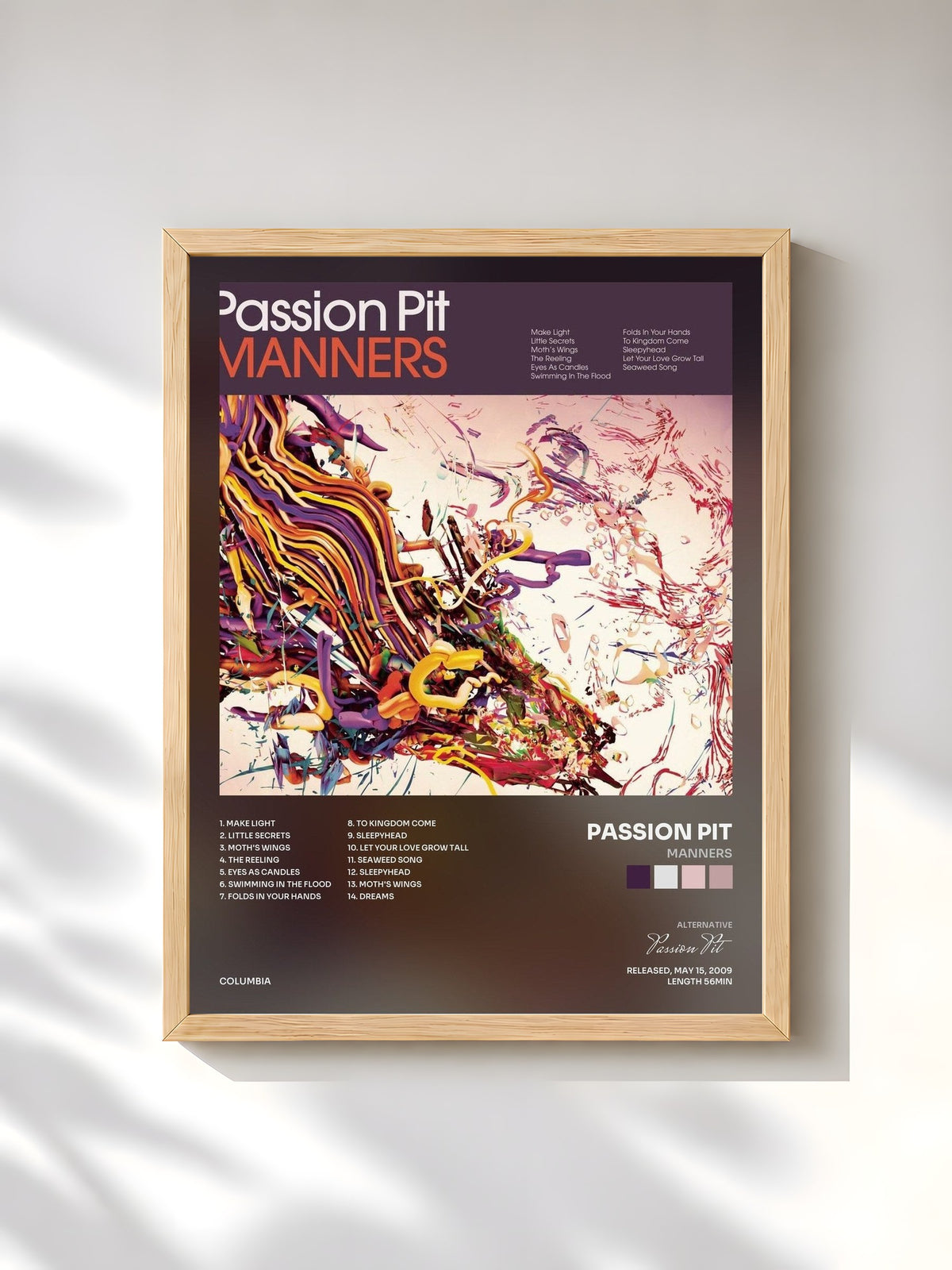 #bois Tableau de l'album Manners de Passion Pit, cadre en bois brut, imprimé et encadré en France