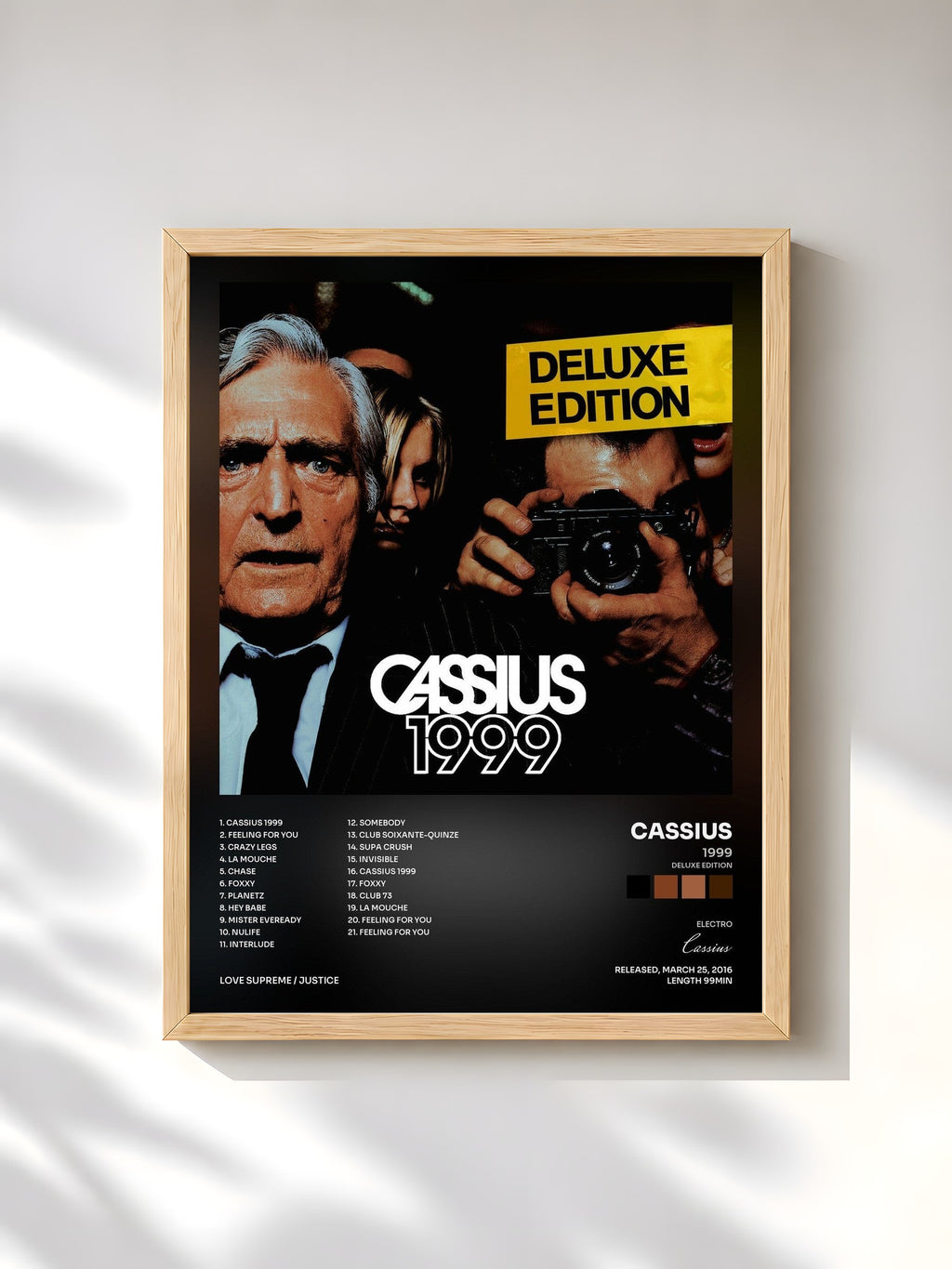 #bois Tableau de l'album 1999 (Deluxe Edition) de Cassius, cadre en bois brut, imprimé et encadré en France