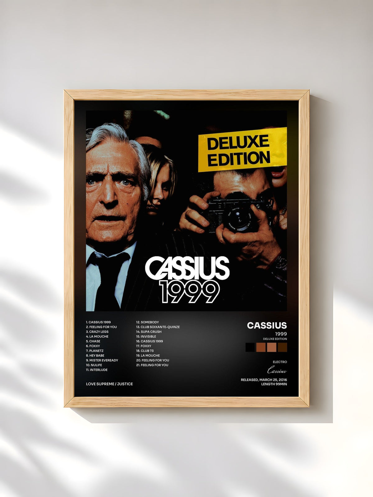 #bois Tableau de l'album 1999 (Deluxe Edition) de Cassius, cadre en bois brut, imprimé et encadré en France