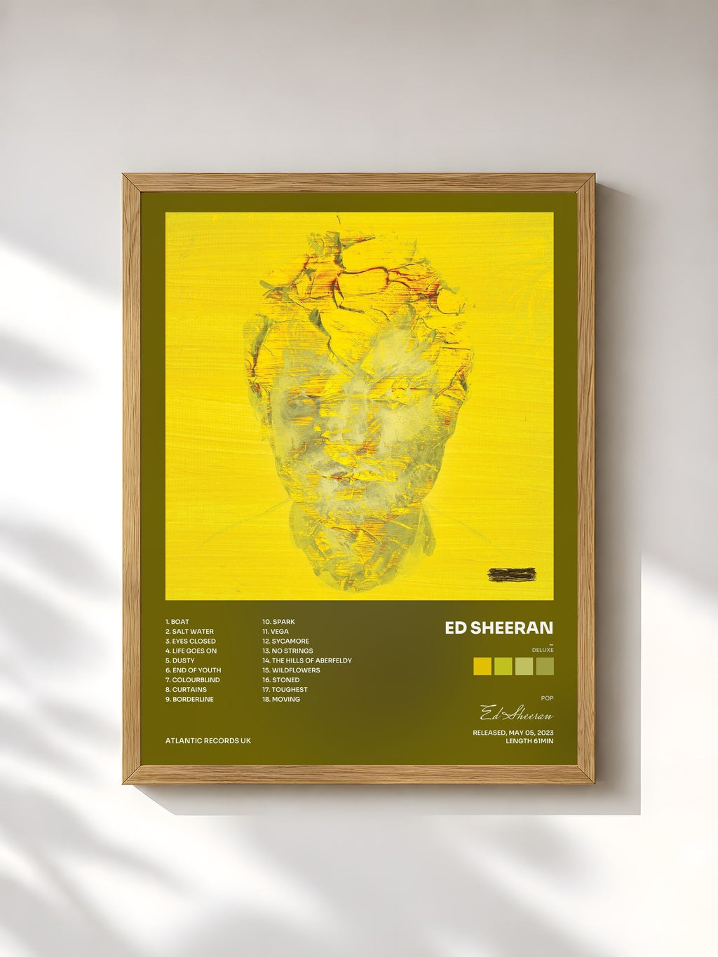 #bois Tableau de l'album - (Deluxe) de Ed Sheeran, cadre en bois brut, imprimé et encadré en France