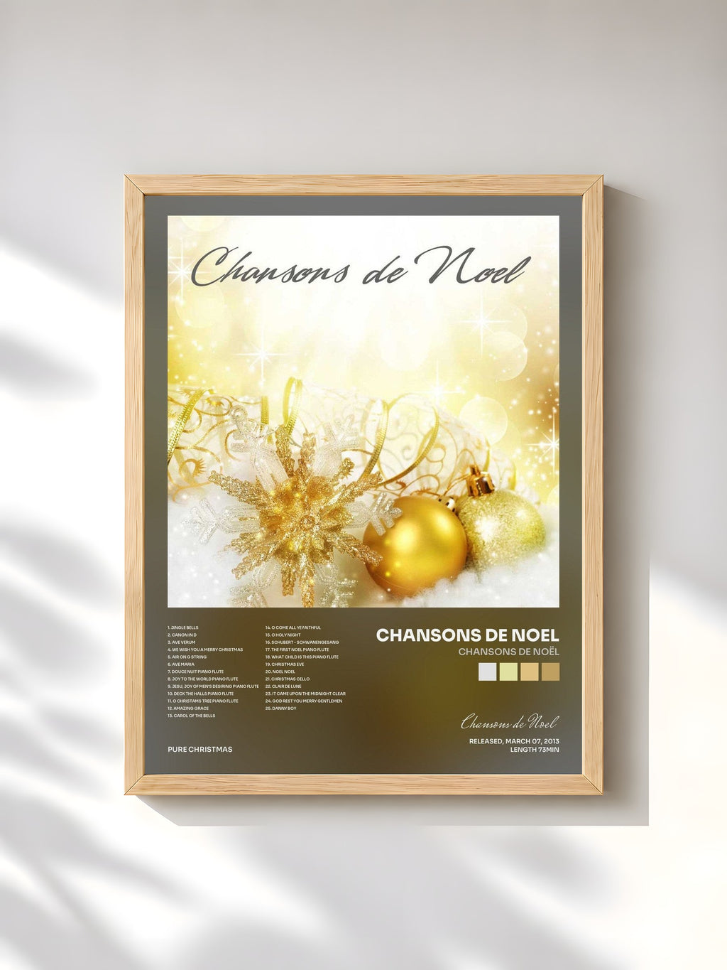 #bois Tableau de l'album Chansons de Noël de Chansons de Noel, cadre en bois brut, imprimé et encadré en France