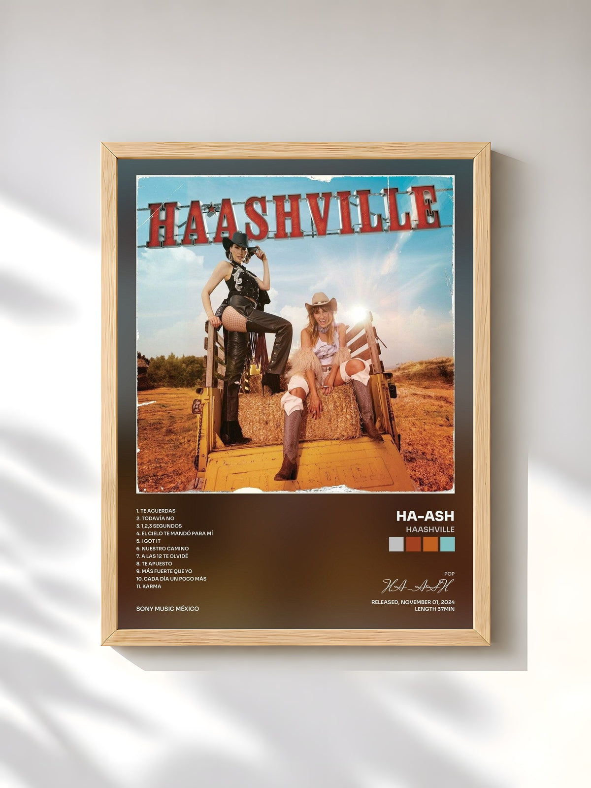 #bois Tableau de l'album HAASHVILLE de HA-ASH, cadre en bois brut, imprimé et encadré en France