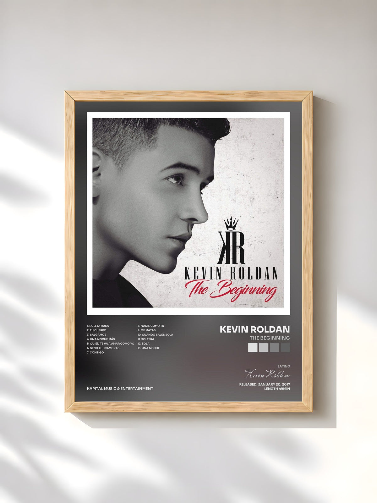#bois Tableau de l'album The Beginning de Kevin Roldan, cadre en bois brut, imprimé et encadré en France