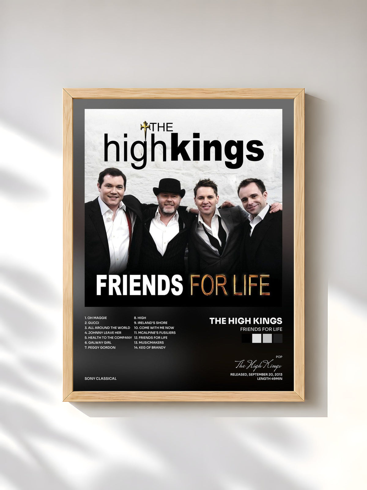 #bois Tableau de l'album Friends for Life de The High Kings, cadre en bois brut, imprimé et encadré en France