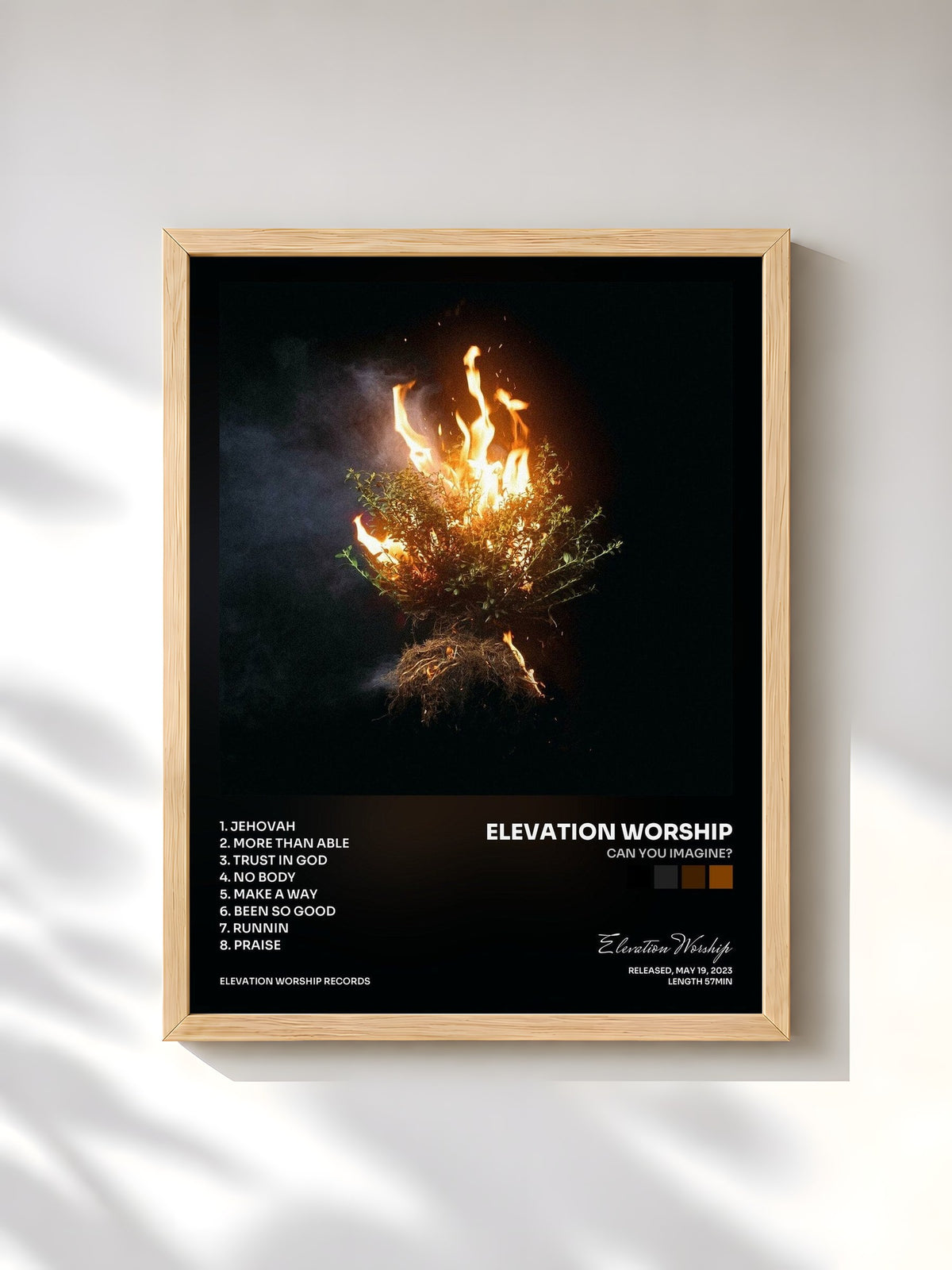 #bois Tableau de l'album CAN YOU IMAGINE? de Elevation Worship, cadre en bois brut, imprimé et encadré en France