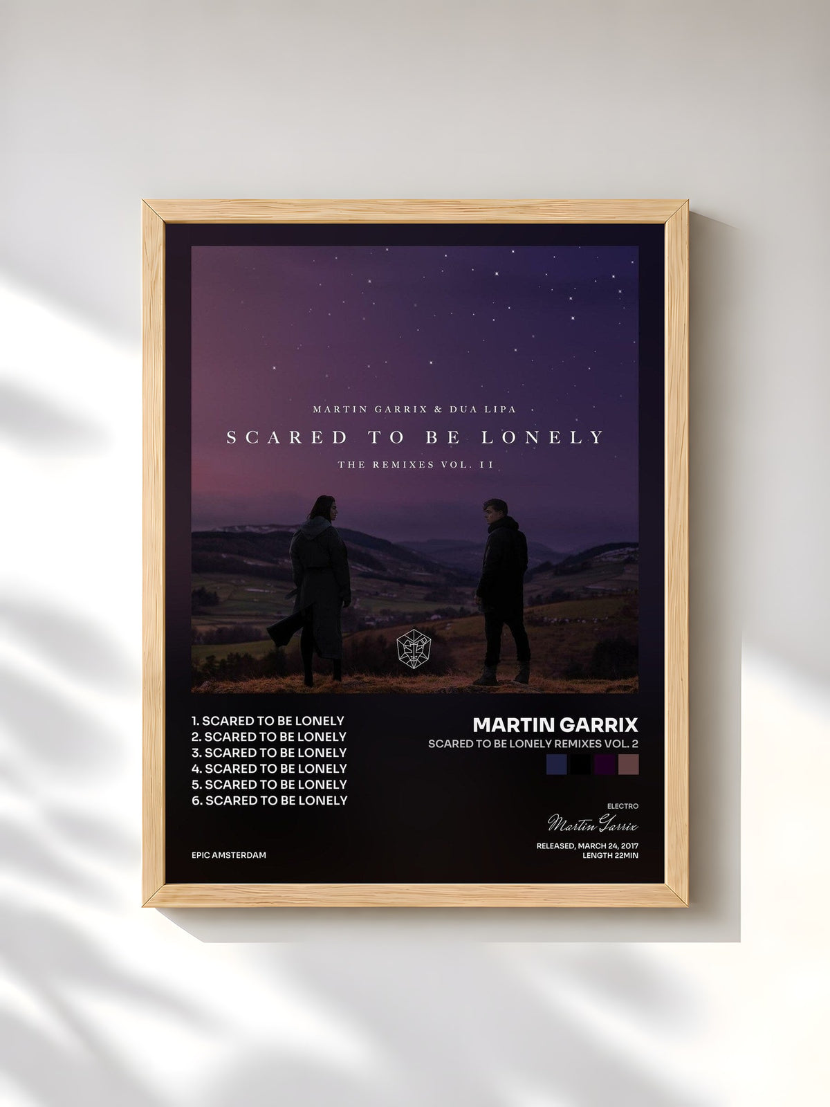 #bois Tableau de l'album Scared To Be Lonely Remixes Vol. 2 de Martin Garrix, cadre en bois brut, imprimé et encadré en France
