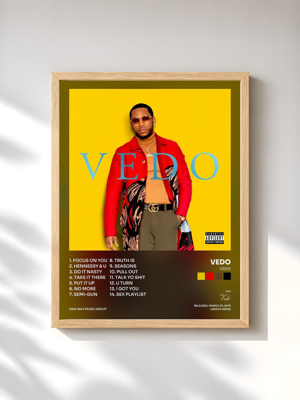 #bois Tableau de l'album VEDO de Vedo, cadre en bois brut, imprimé et encadré en France