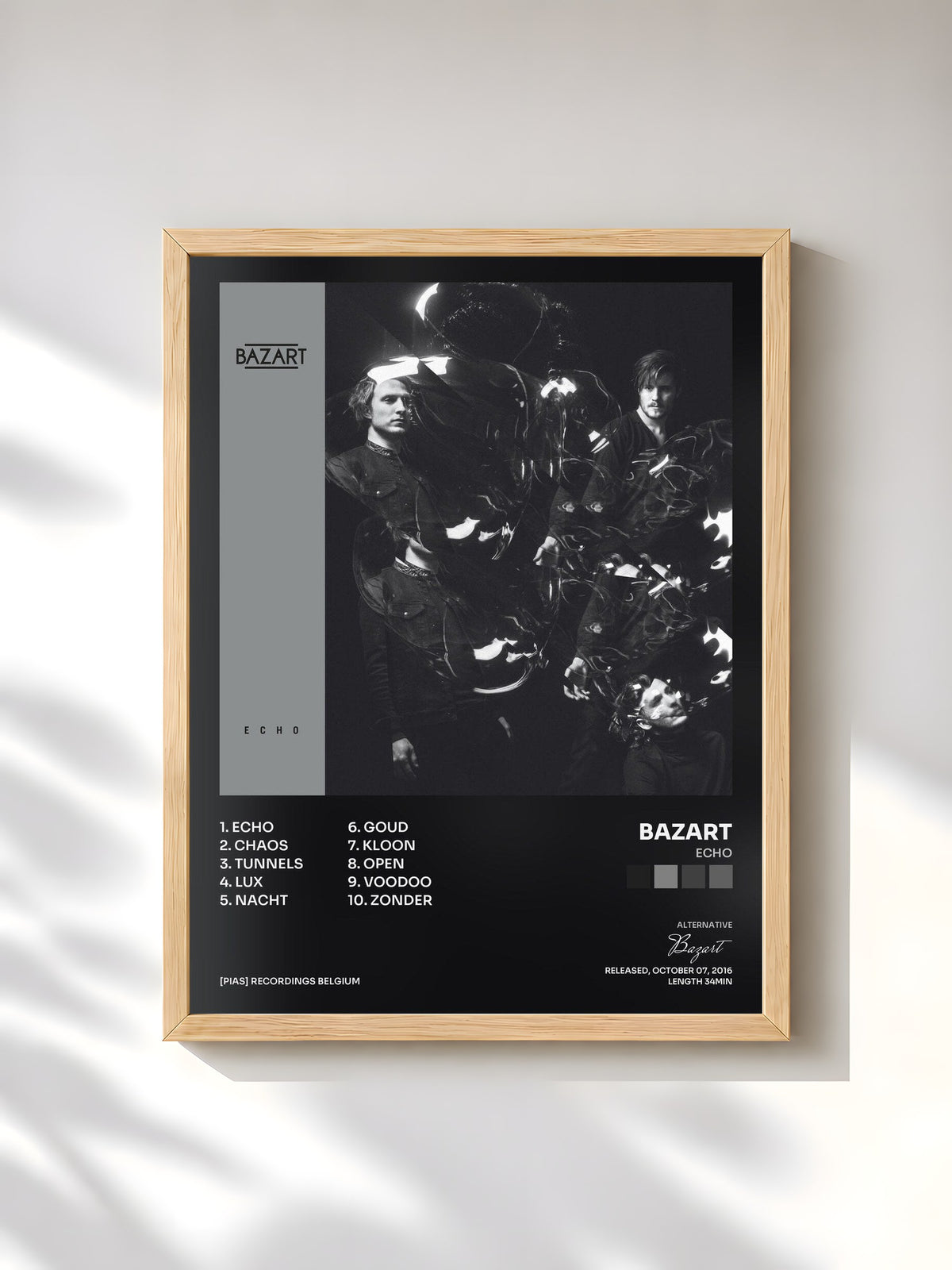 #bois Tableau de l'album Echo de Bazart, cadre en bois brut, imprimé et encadré en France