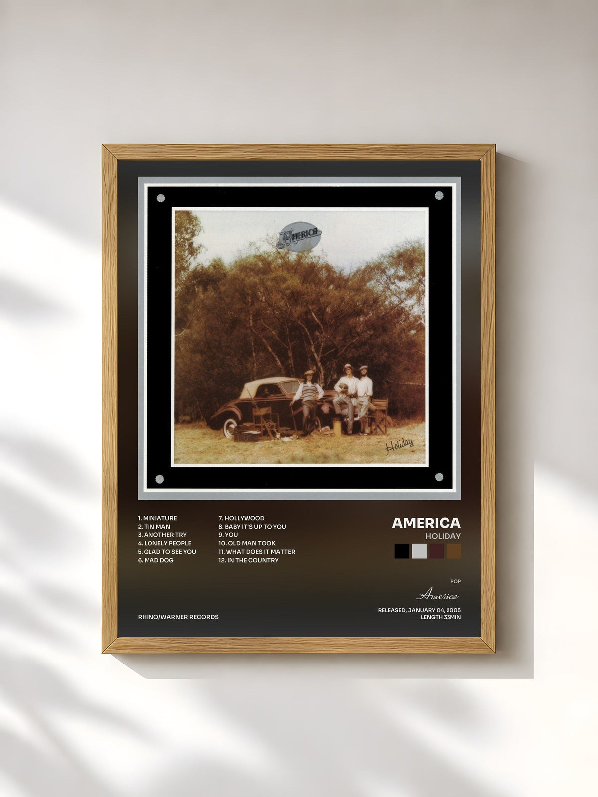 #bois Tableau de l'album Holiday Harmony de America, cadre en bois brut, imprimé et encadré en France