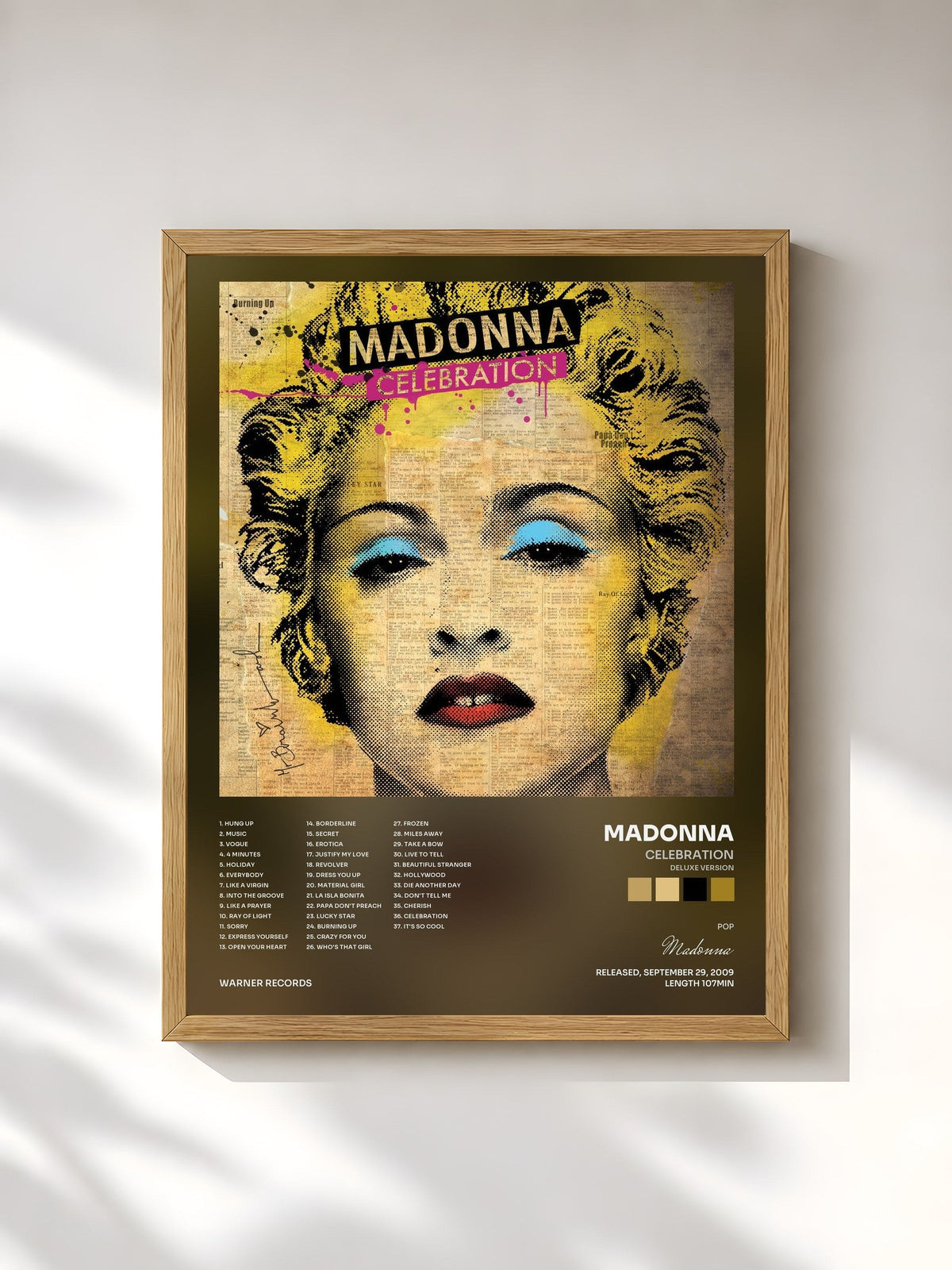 #bois Tableau de l'album Celebration (Deluxe Version) de Madonna, cadre en bois brut, imprimé et encadré en France