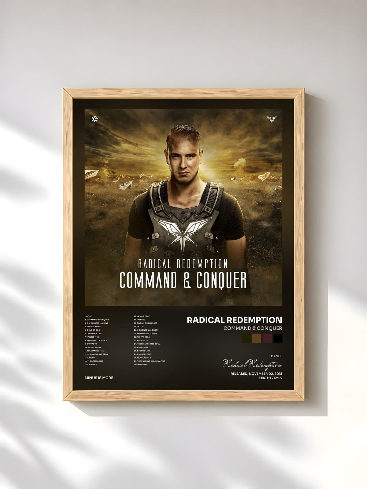 #bois Tableau de l'album Command & Conquer de Radical Redemption, cadre en bois brut, imprimé et encadré en France