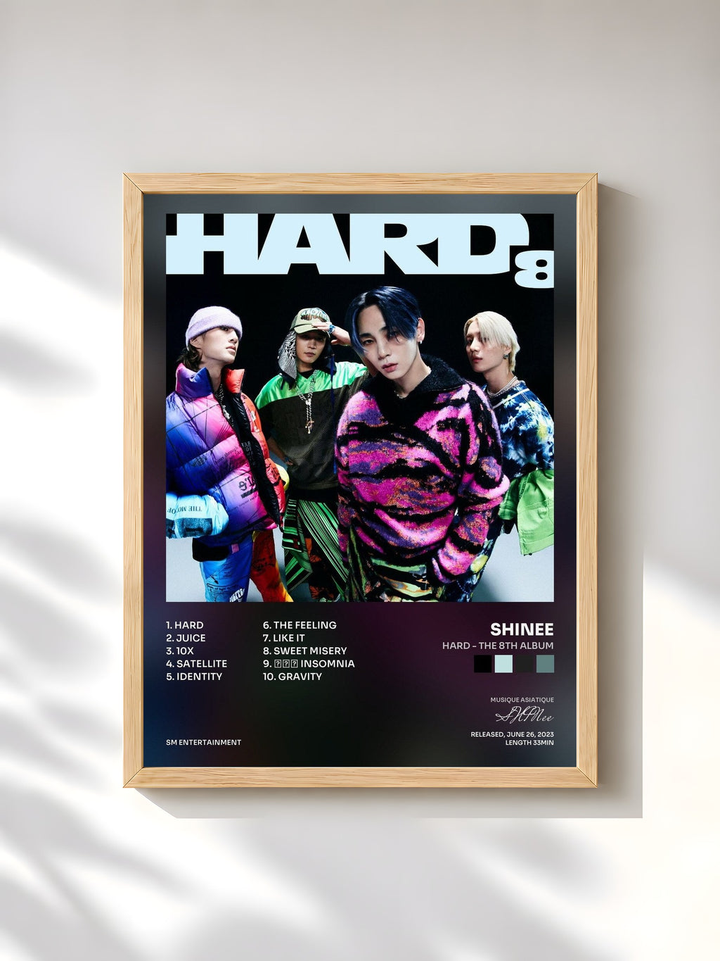 #bois Tableau de l'album HARD - The 8th Album de SHINee, cadre en bois brut, imprimé et encadré en France