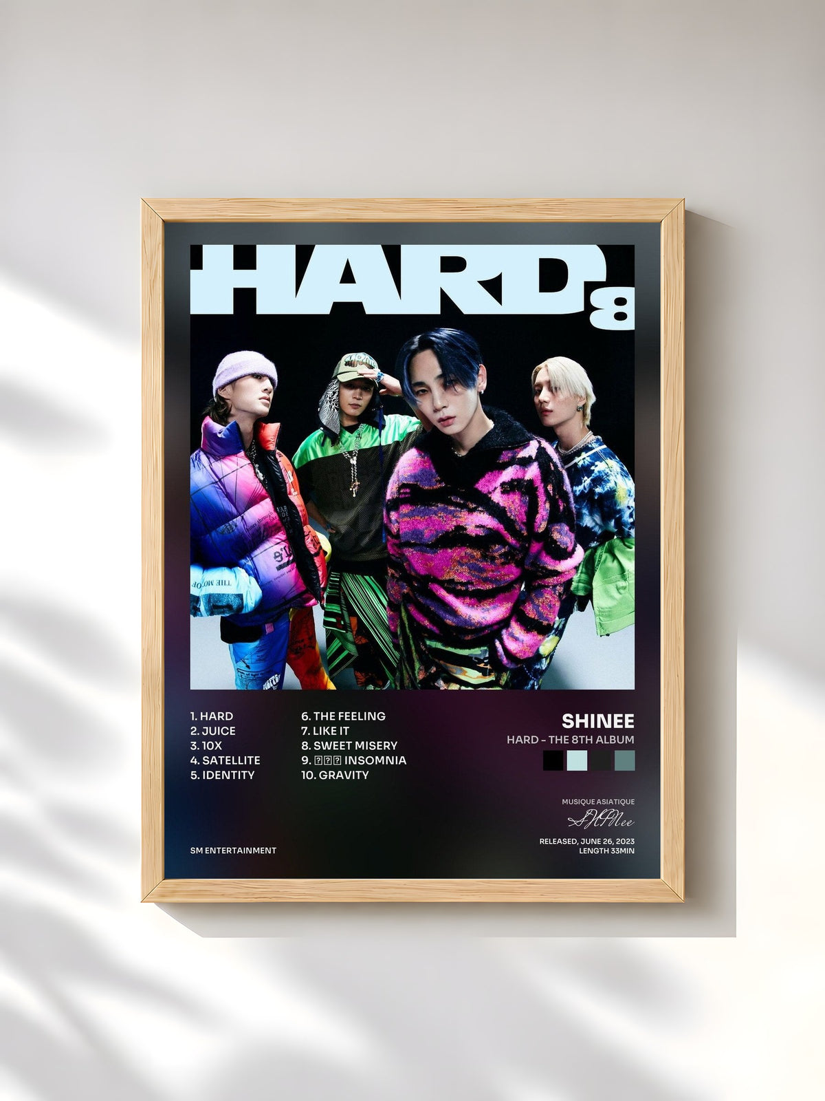 #bois Tableau de l'album HARD - The 8th Album de SHINee, cadre en bois brut, imprimé et encadré en France