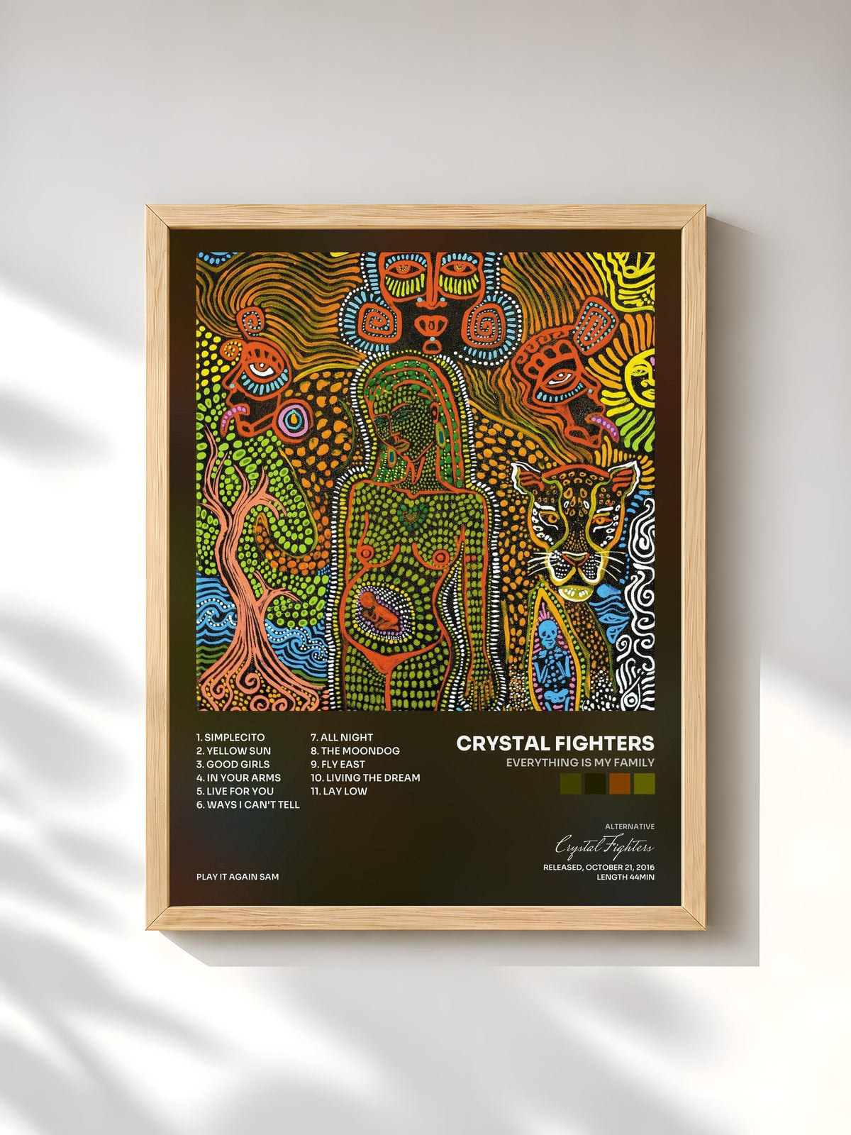 #bois Tableau de l'album Everything Is My Family de Crystal Fighters, cadre en bois brut, imprimé et encadré en France