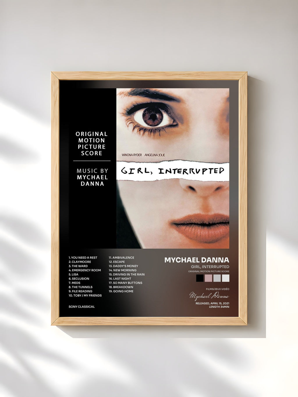 #bois Tableau de l'album Girl, Interrupted (Original Motion Picture Score) de Mychael Danna, cadre en bois brut, imprimé et encadré en France