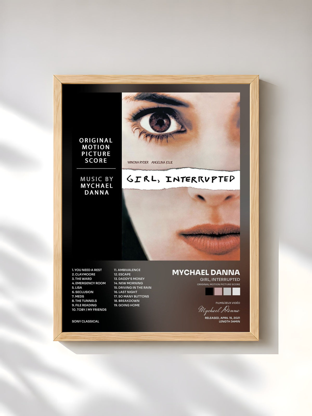 #bois Tableau de l'album Girl, Interrupted (Original Motion Picture Score) de Mychael Danna, cadre en bois brut, imprimé et encadré en France