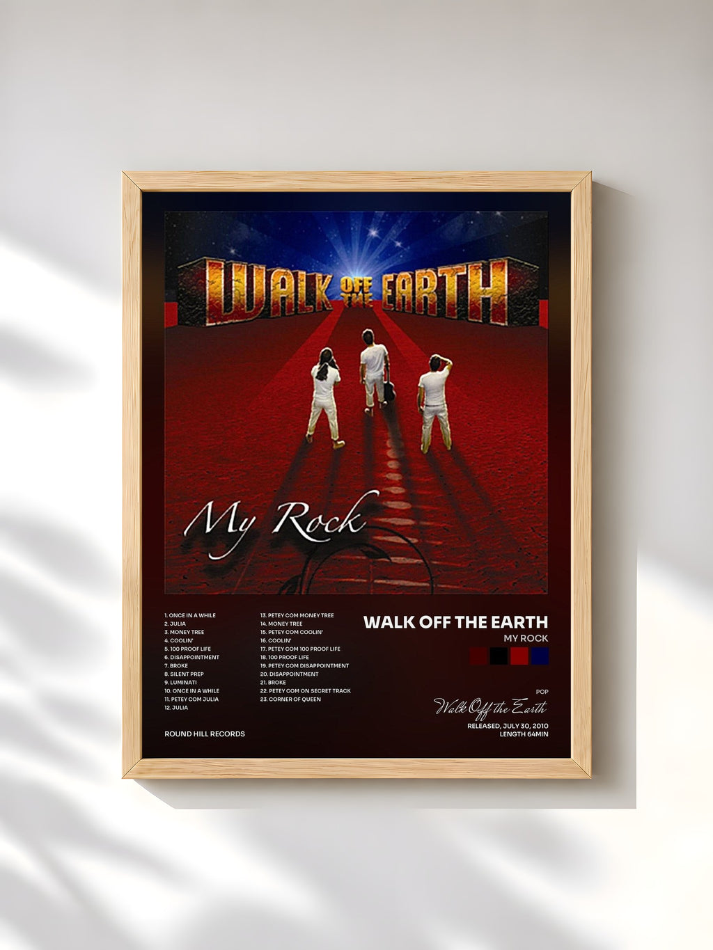 #bois Tableau de l'album My Rock de Walk Off the Earth, cadre en bois brut, imprimé et encadré en France